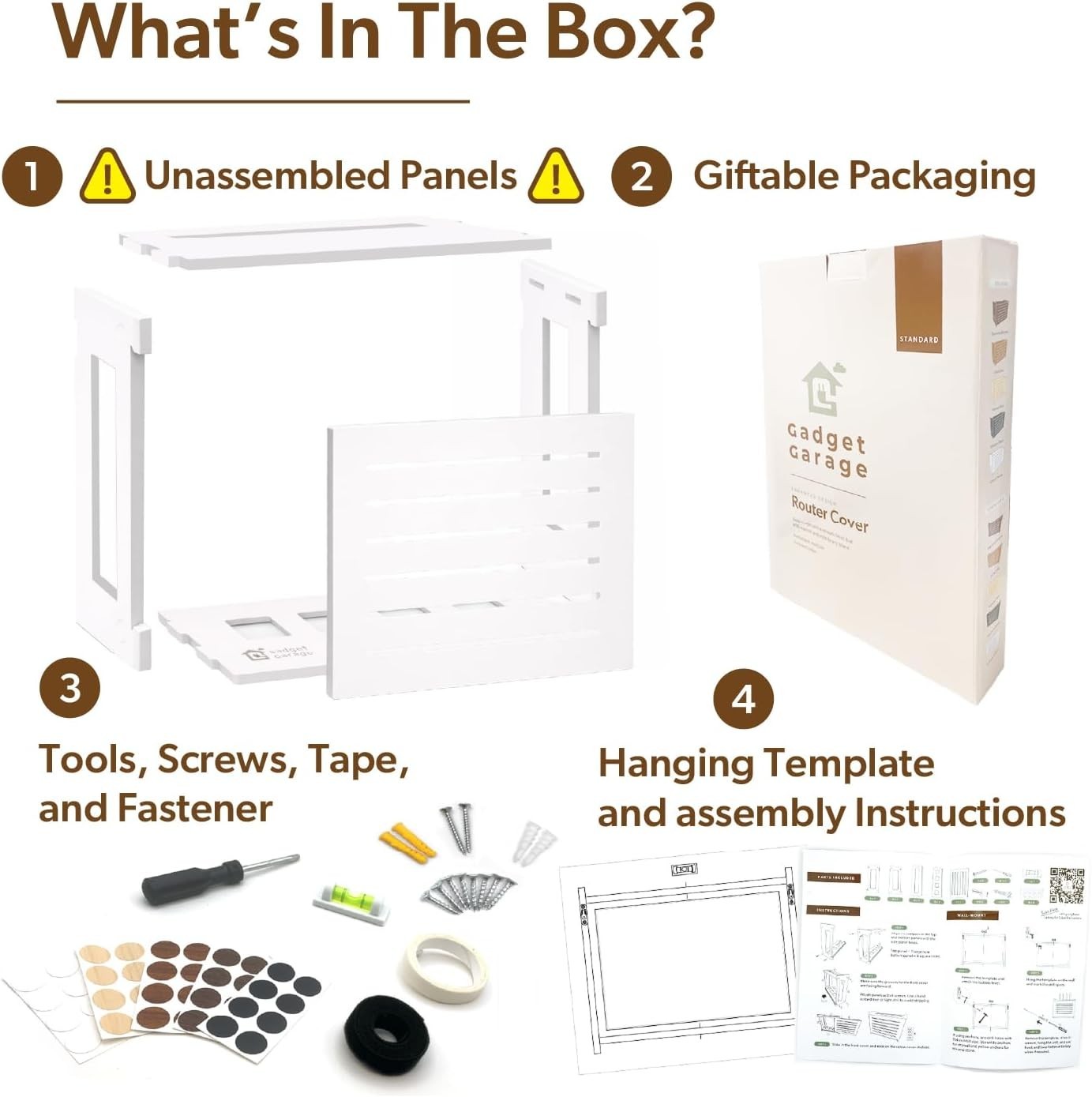 Wooden WiFi Router Storage Box Standard Wall Mountable Decorative Modem Shelf