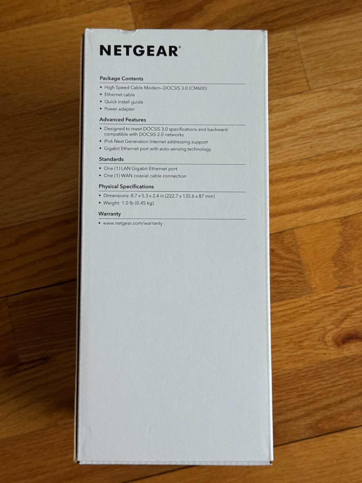 NETGEAR CM600-1AZNAS 960Mbps DOCSIS 3.0 Cable Modem