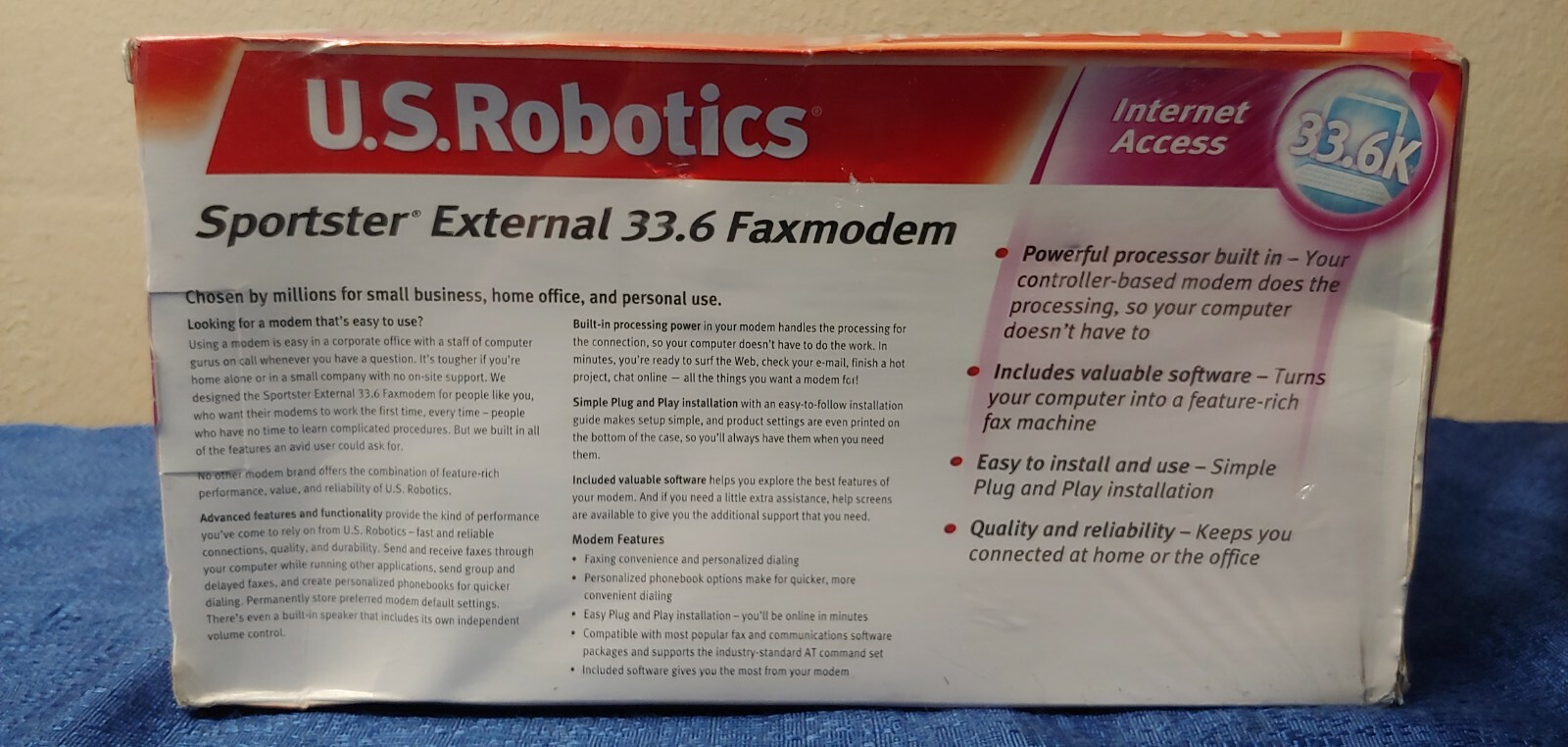 New US Robotics Sportster External 33.6Kbps Faxmodem – Model No 0839