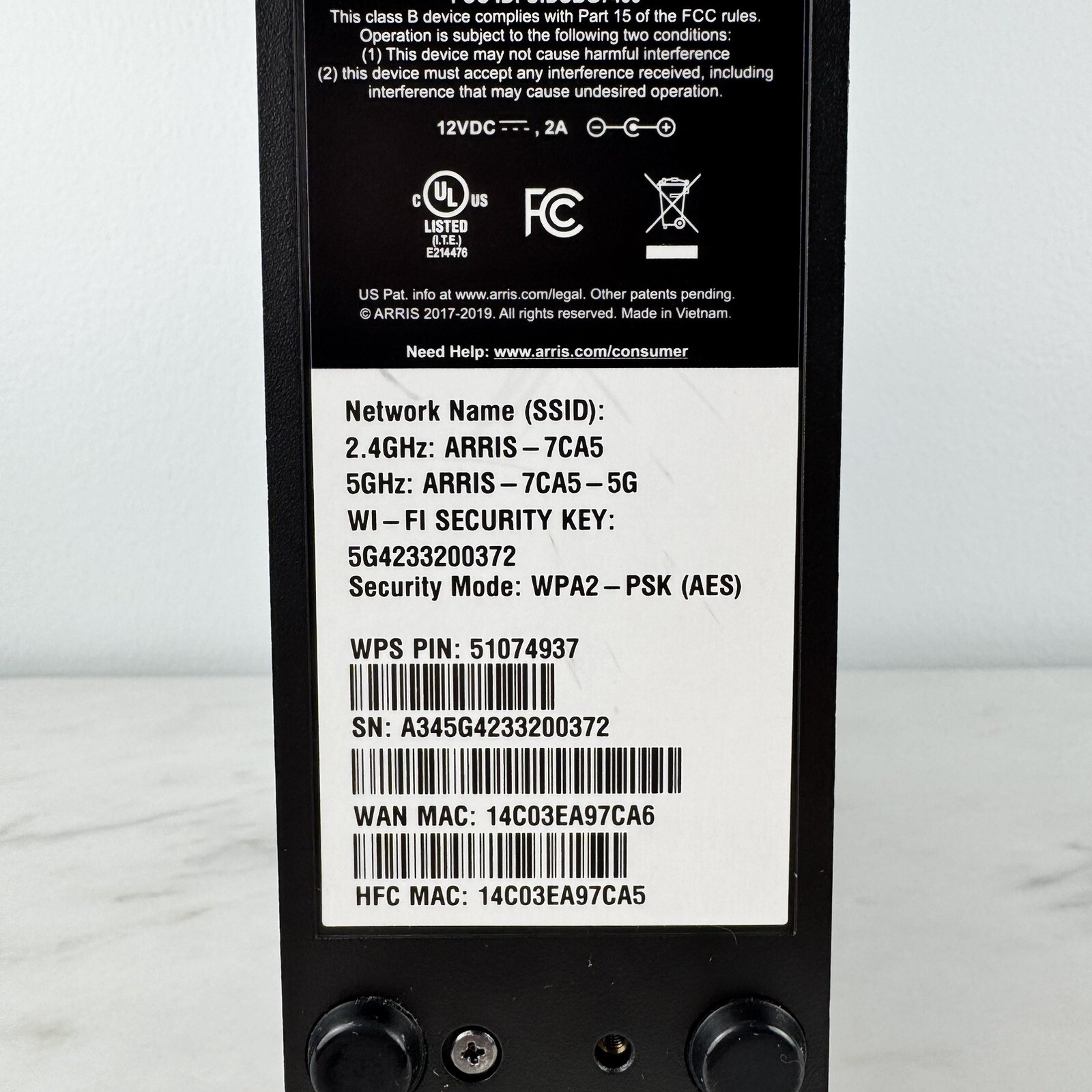 Arris ‎SBG7600AC2 Cable Modem Plus Internet Home Wifi Router Networking Black