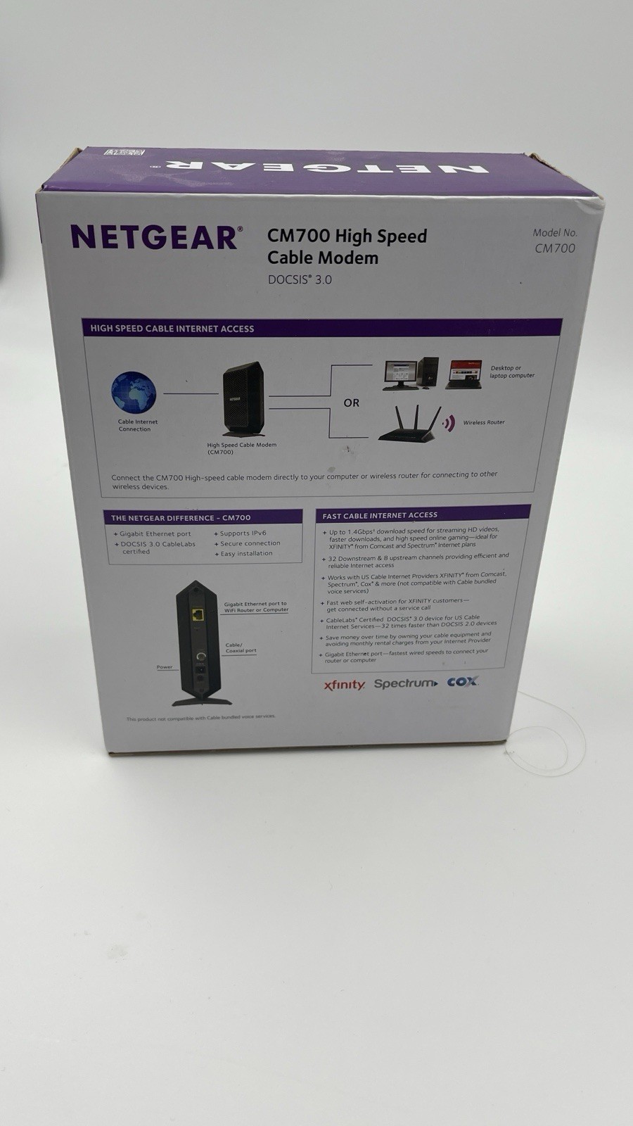 NETGEAR CM700 High Speed Cable Modem 1.4Gbps DOCSIS 3.0 32×8 XfinitySpectrum Cox