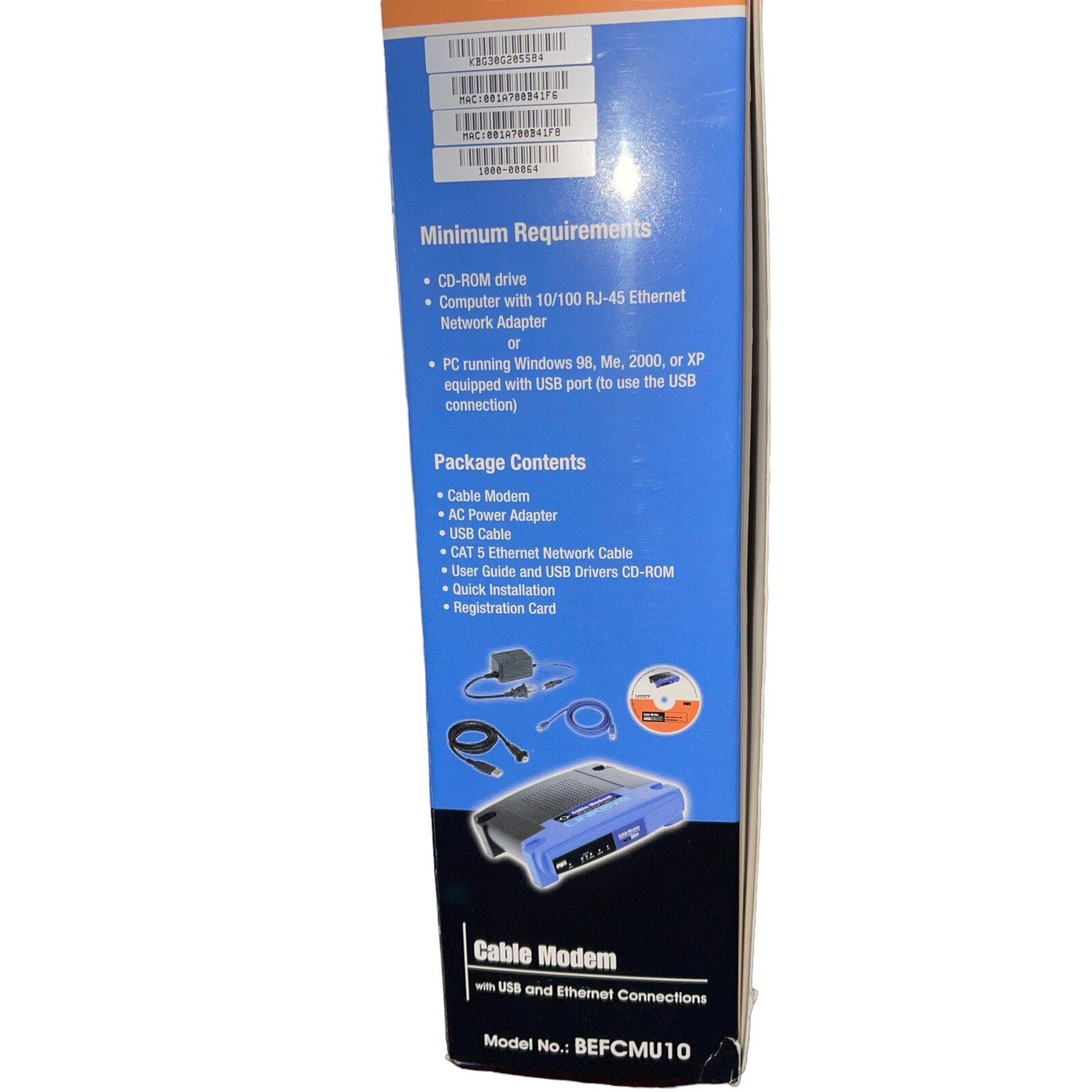 LINKSYS Cable Model with USB & Ethernet Connections – Model BEFCMU10