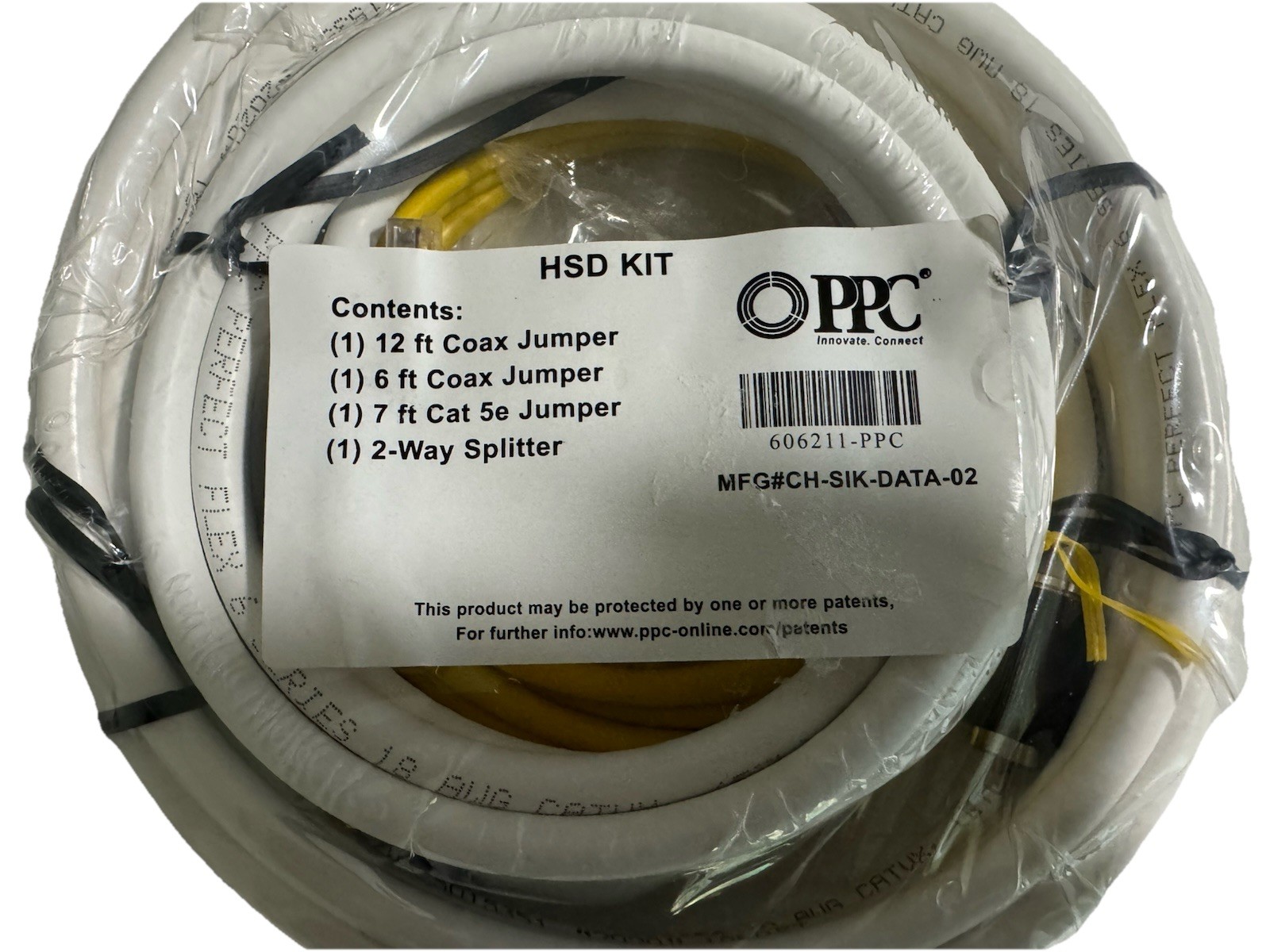 Spectrum HSD Kit By PPC 12′ & 6′ Coax Jumpers, 7′ Cat 5e, 2-Way Splitter