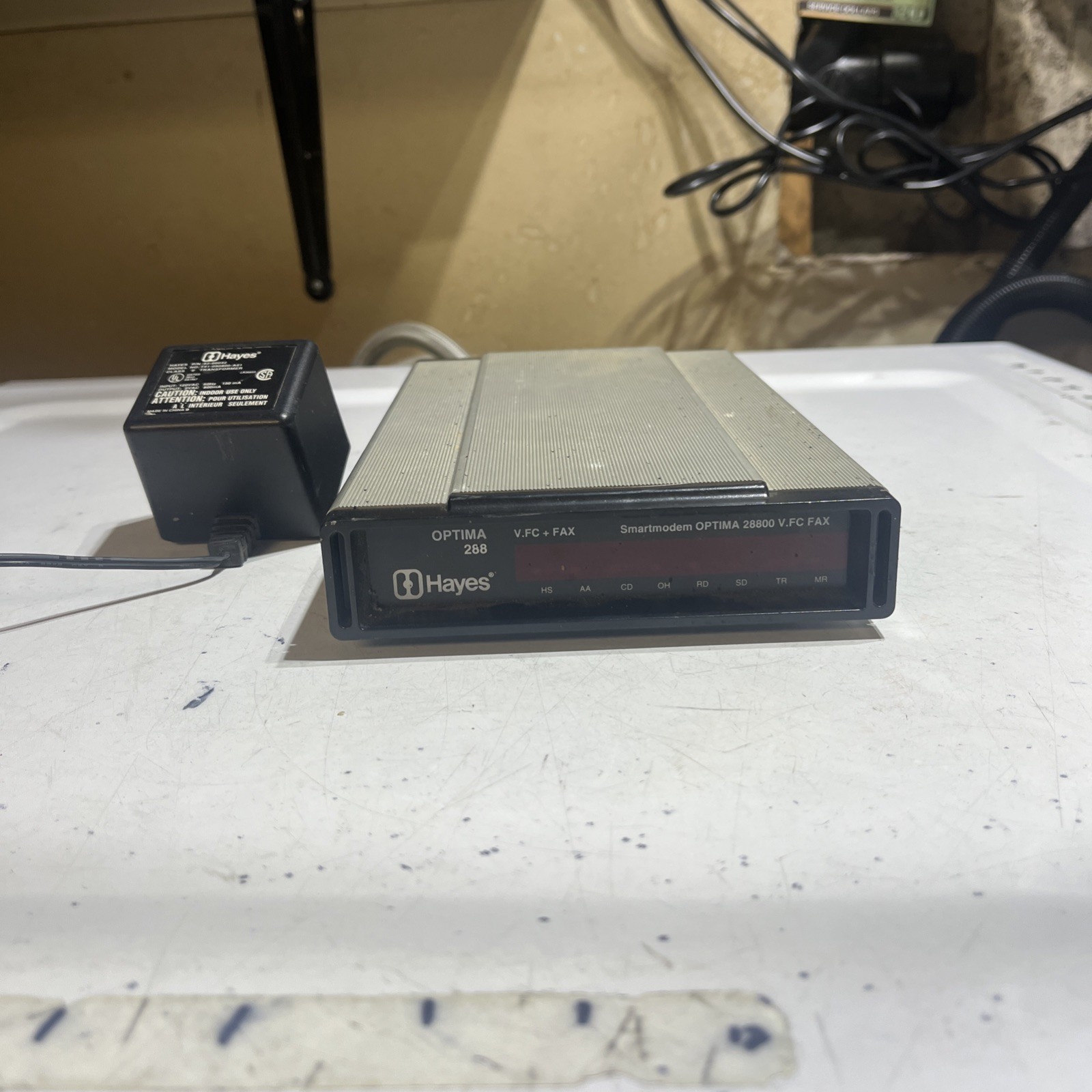HAYES OPTIMA 5201AM SMARTMODEM 28800 V.FC FAX Transmitter Data w/ Power Supply