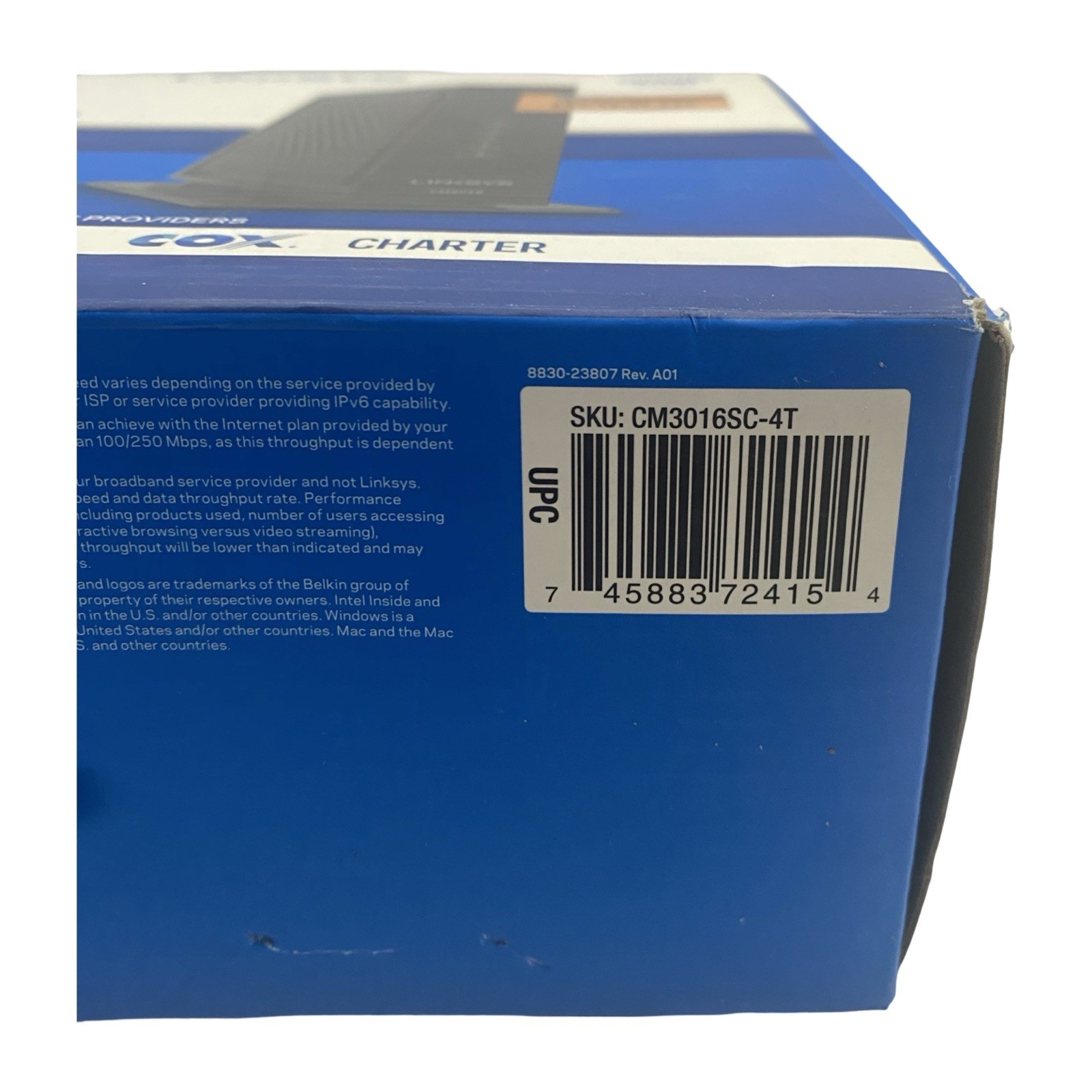 Linksys CM3016 DOCSIS 3.0 Cable Modem 16×4 Open Box Unused 686 Mbps Black