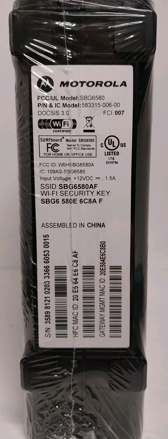 NEW SEALED Motorola SURFboard eXtreme (SBG6580) Up to 300 Mbps NO SOFTWARE