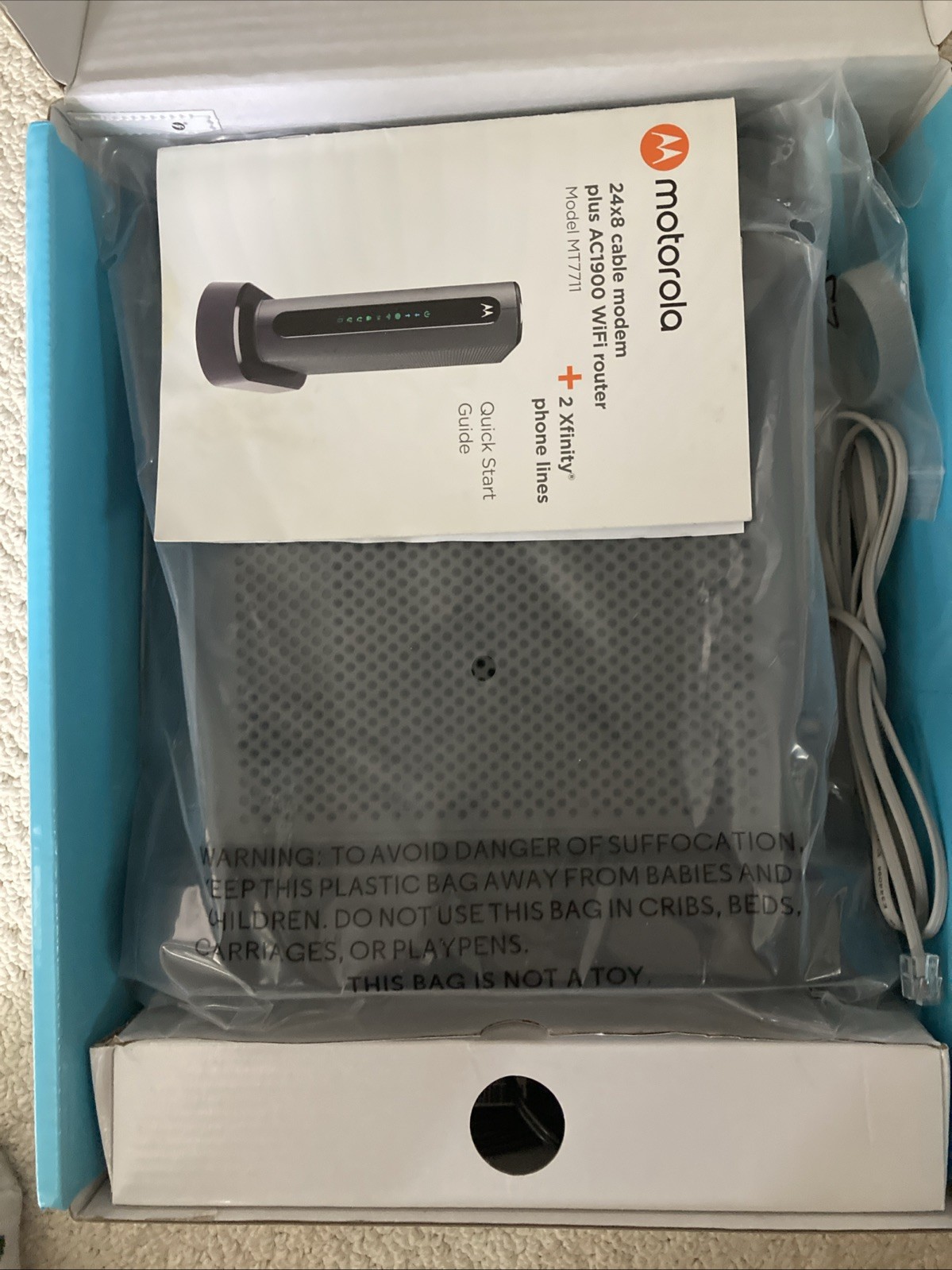 Motorola 24×8 Cable Modem + AC1900 WiFi Router + 2 Phone Line for Xfinity MT7711