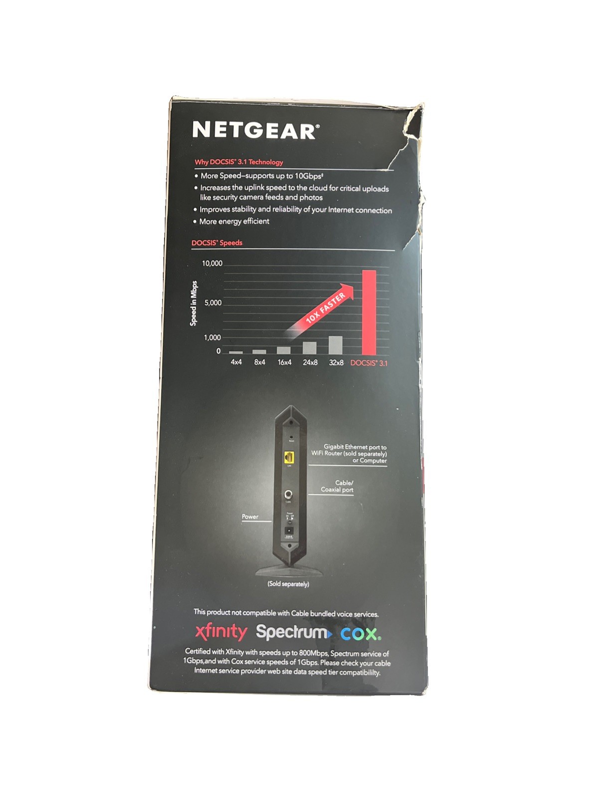 New NETGEAR CM1000 DOCSIS 3.1 Cable Modem 1 Gbps Gigabit Ethernet Black Xfinity
