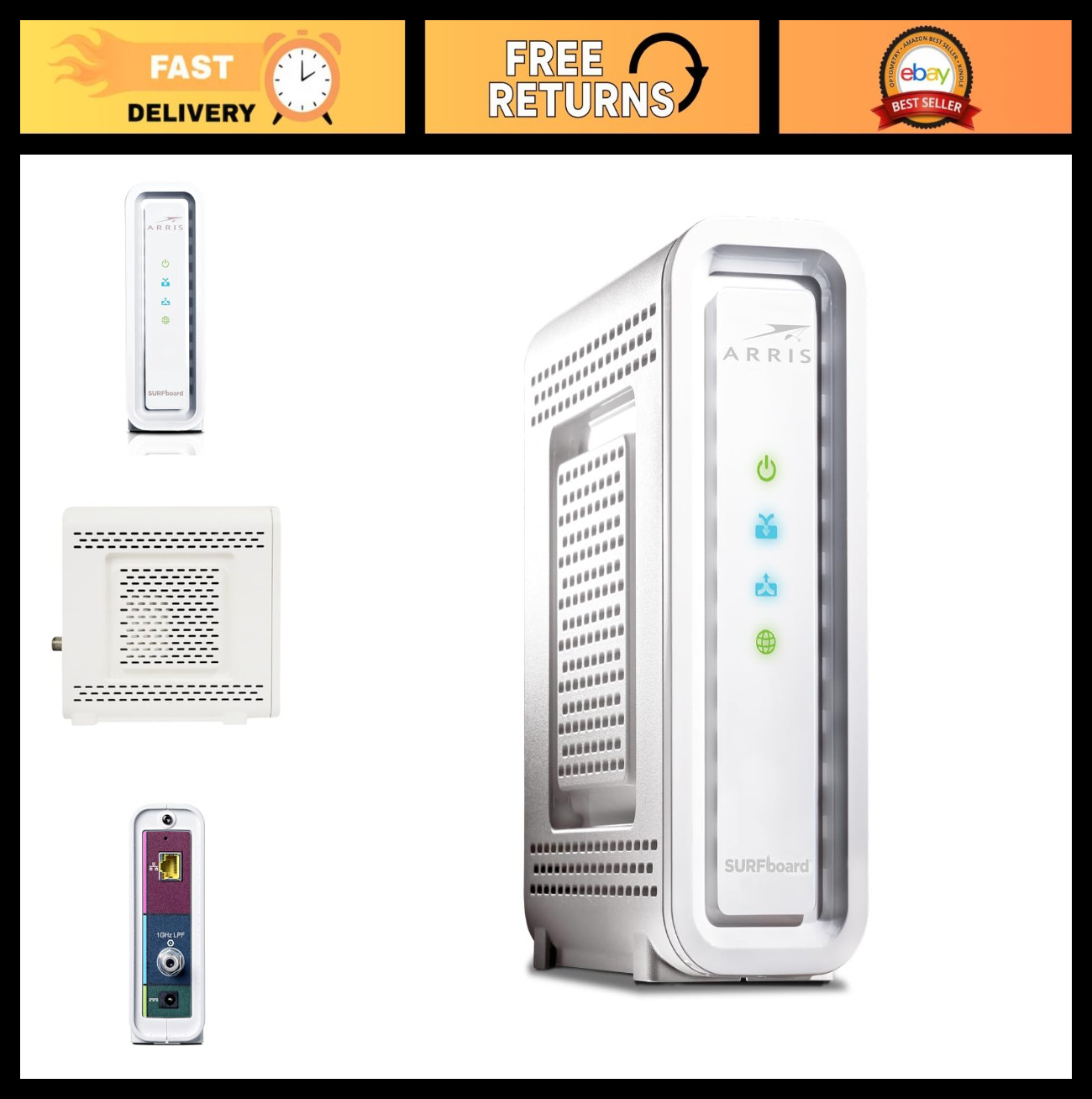 High-Speed DOCSIS 3.0 Cable Modem 32×8, 1 Gbps Port, 800 Mbps Max Speed, Renewed