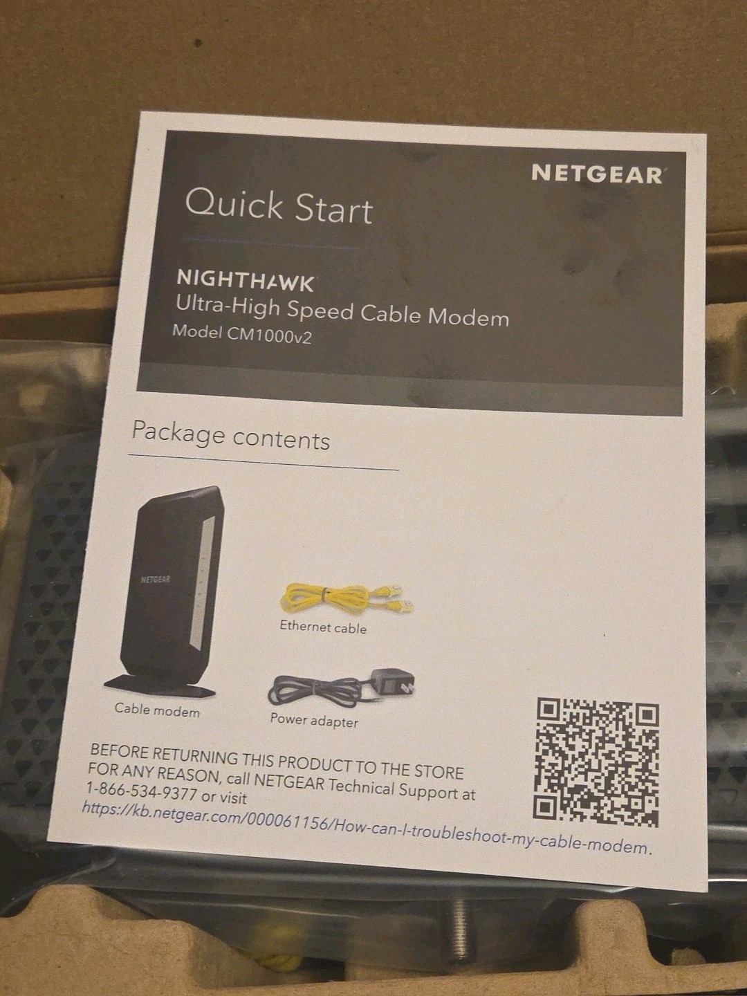 NETGEAR CM1000-100NAR DOCSIS 3.1 Cable Modem 6Gbps Ethernet Black CrtRrbshed