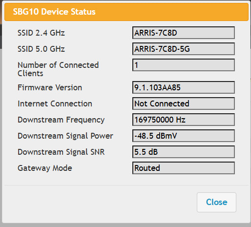 ARRIS SBG10 SURFboard AC1600 Dual-Band Cable Modem Router – Black With Adapter