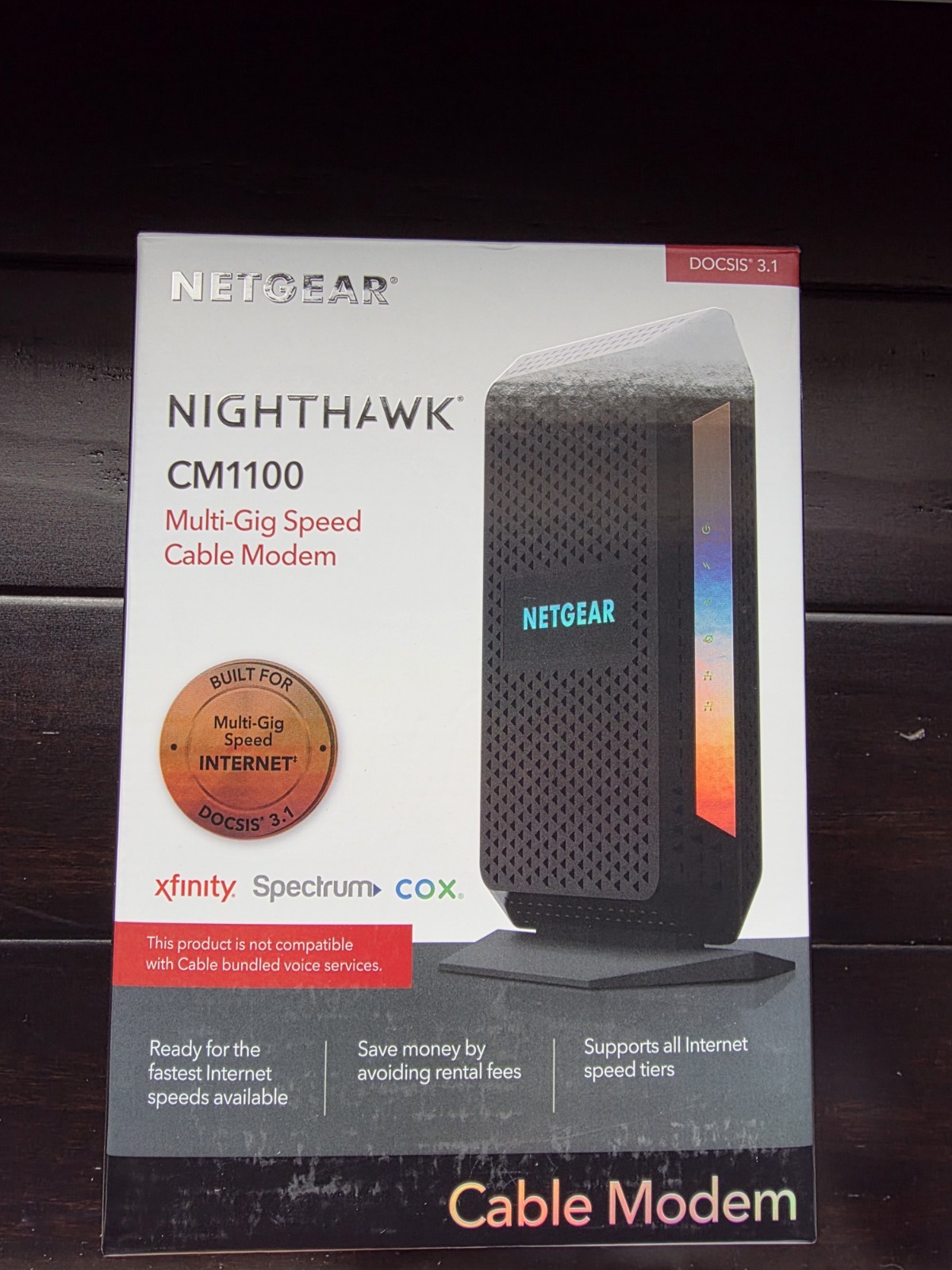 NETGEAR Nighthawk CM1100 Multi-Gig Speed Cable Modem Black, DOCSIS 3.1