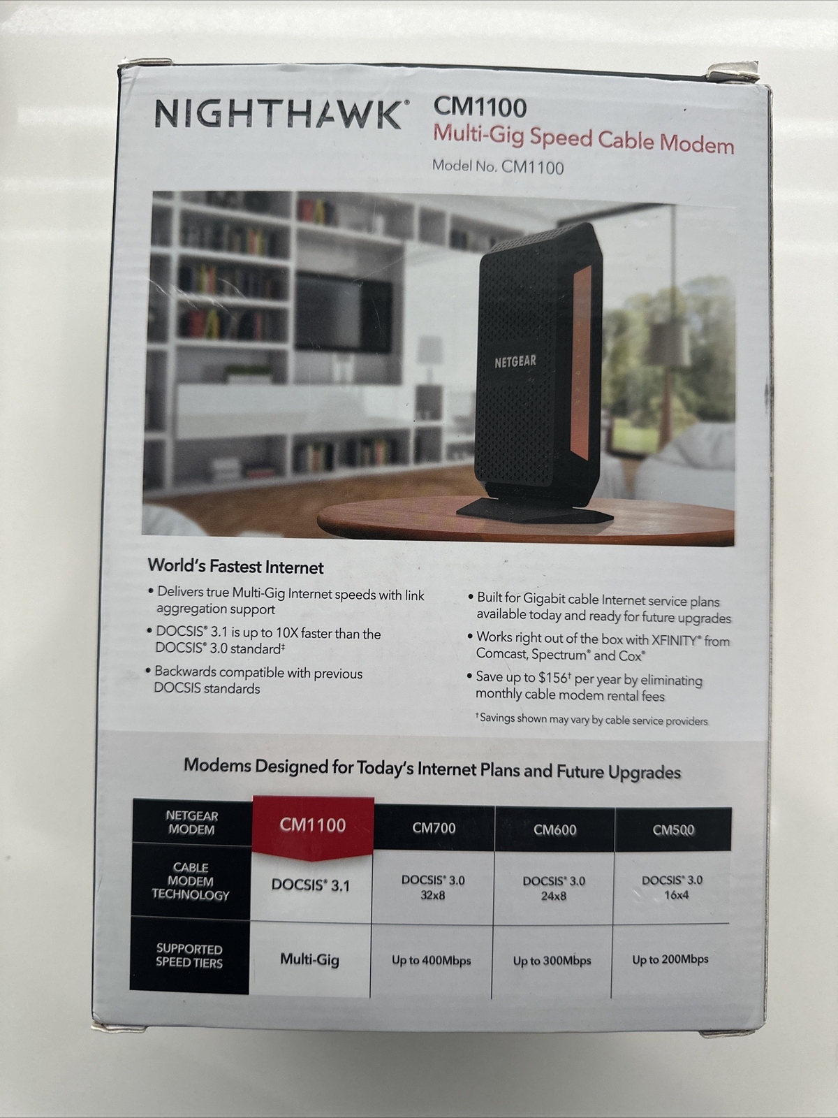 NETGEAR NIGHTHAWK CM1100 Cable Modem DOCSIS 3.1 Multi-Gig SpeedModem