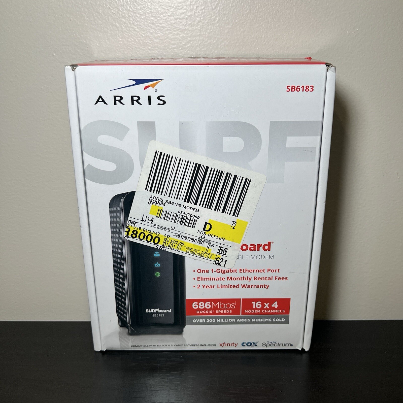 ARRIS SURFboard 16×4 DOCSIS 3.0 Cable Modem SB6183 Black