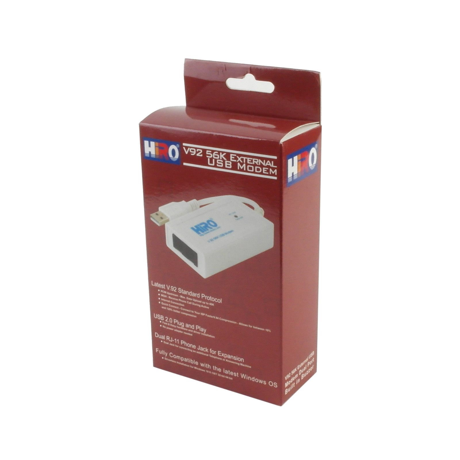 HiRO H50228 V92 56K USB Data Fax Dial Up Modem Dual Port Buzzer Windows 11 10 8
