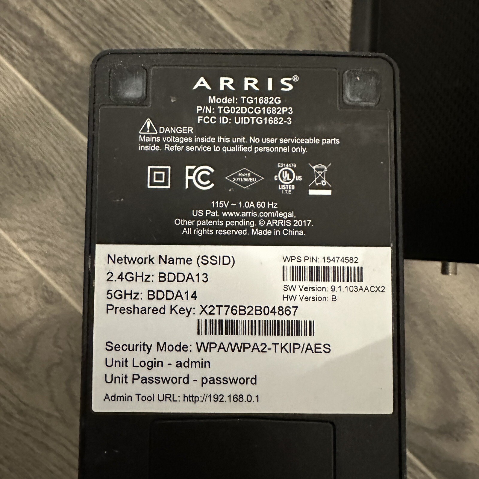 2 ARRIS TG1682G & Phone Gateway Cable Wireless Panoramic WIFI Router No Cord