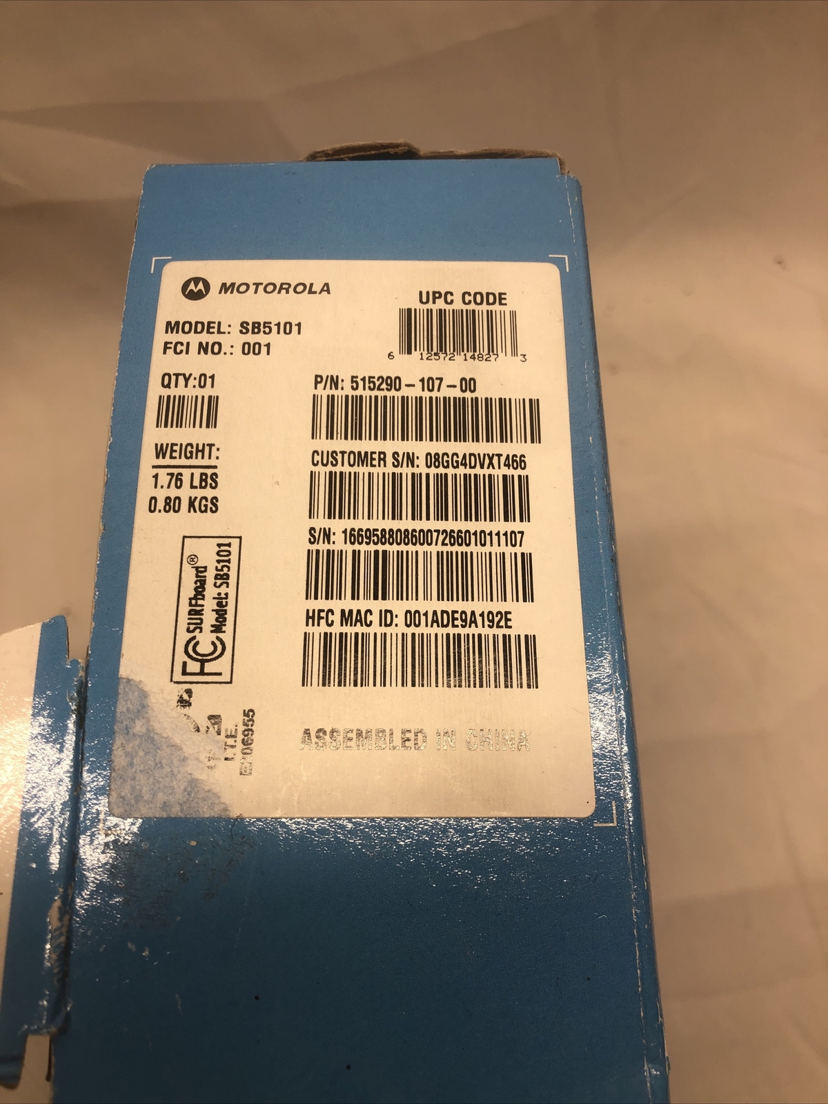 Motorola SURFboard SB5101U ~ 38.91 Mbps