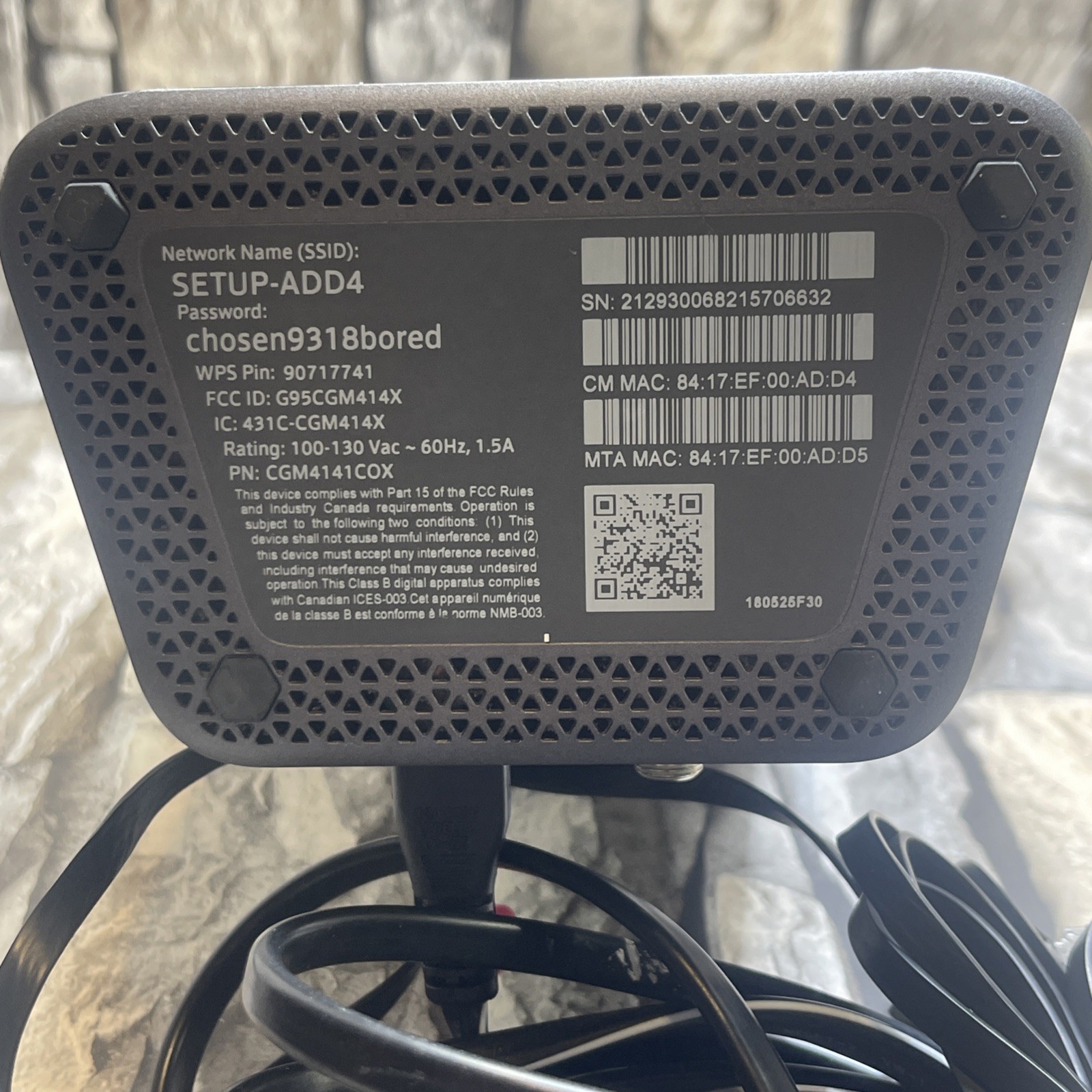 COX Panoramic Cable Modem WIFI Gateway Modem/Router CGM4141COX
