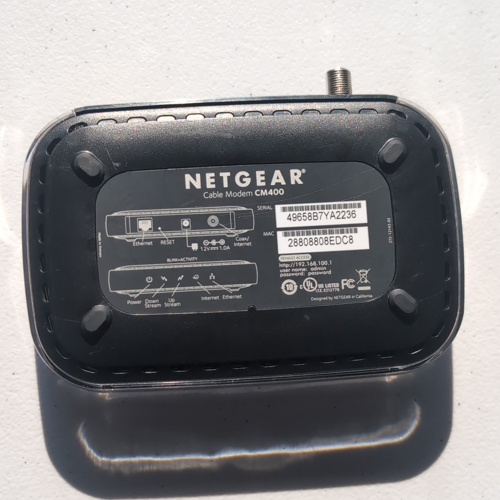NETGEAR CM400 DOCSIS 3.0 Cable Modem 340 Mbps Black 1-Port Gigabit