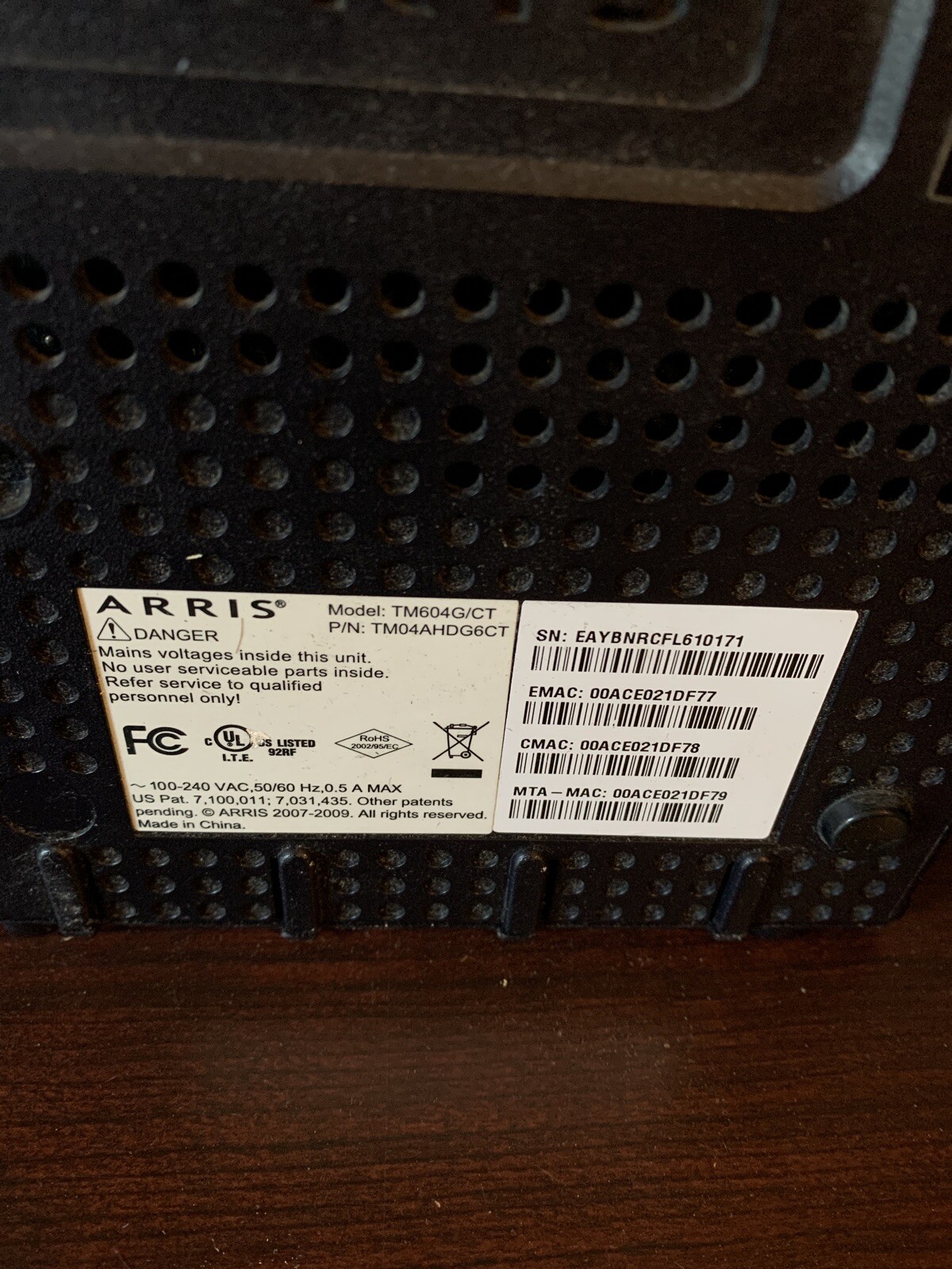 Comcast – Xfinity – ARRIS TM604G/CT Modem