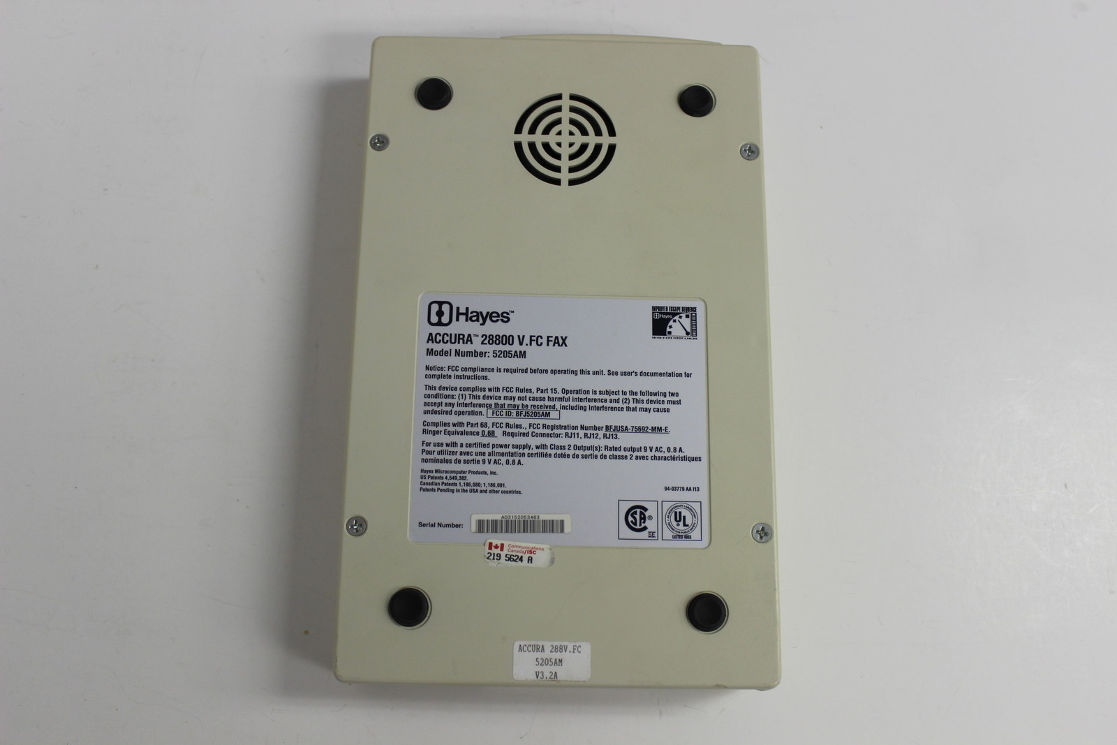 HAYES 5205AM ACCURA 28800 V.FC+ FAX EXTERNAL MODEM WITH WARRANTY