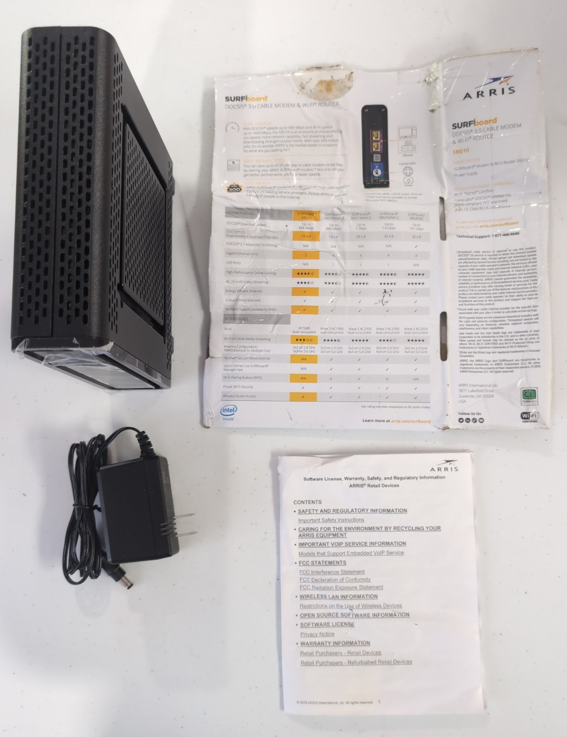 OPEN BOX – ARRIS SBG10 SURFboard AC1600 Dual-Band Cable Modem Router – Black