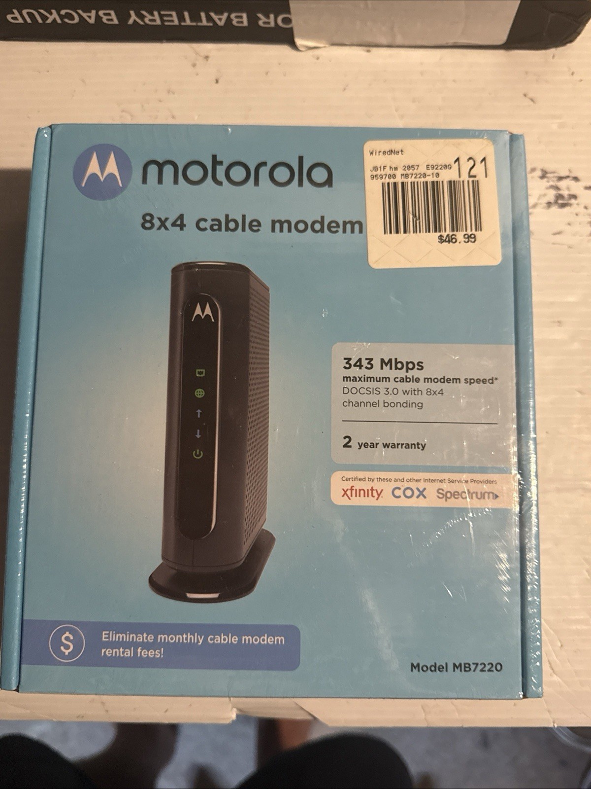 NEW SEALED Motorola MB7220-10 8×4 343Mbps DOCSIS 3.0 Cable Modem