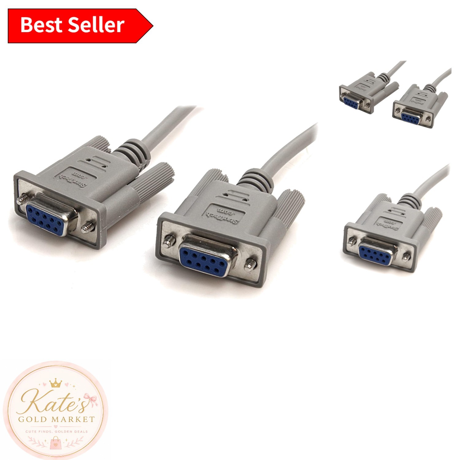 Lightweight 10 ft Serial Null Modem Cable – DB9 Female to Female Connection