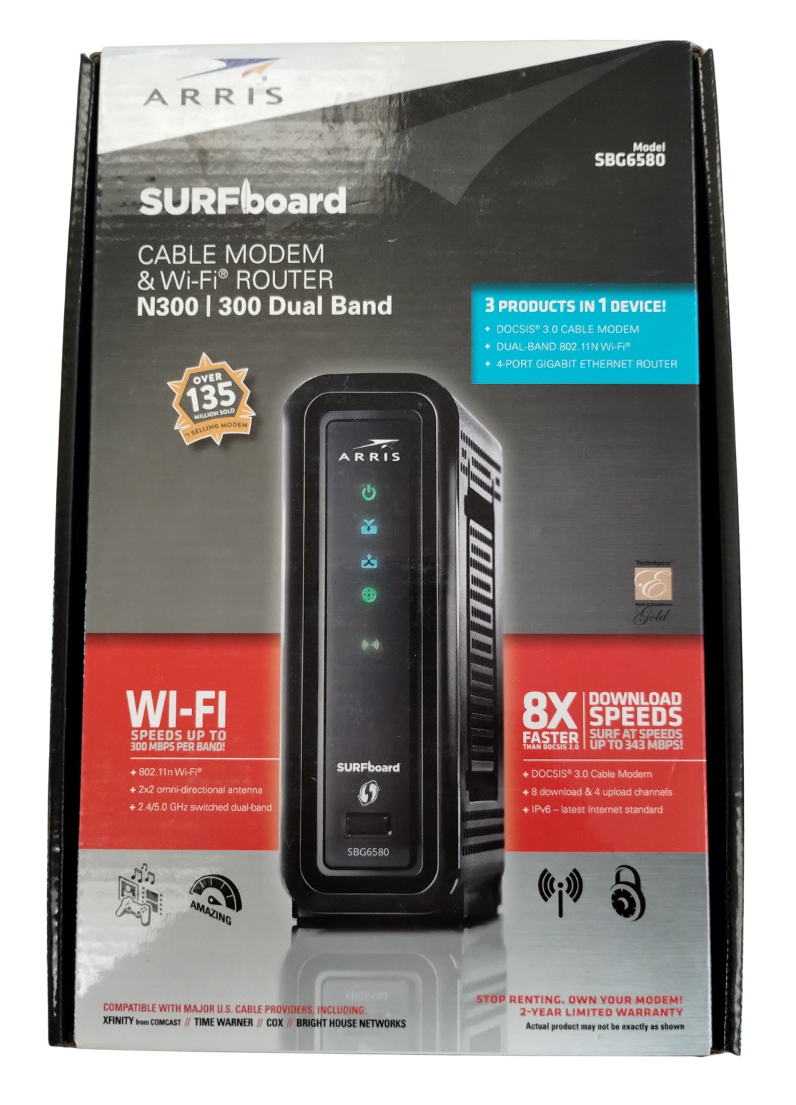 Arris Surboard Cable Modem & Wifi Router N300 Dual-Band DOCSIS3.0 SBG6580
