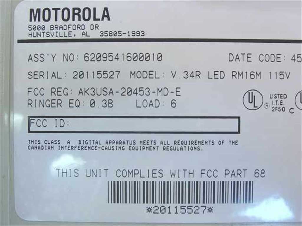Motorola V34R6209541600010 Dial-Up & Fax External Modem Refurbished V34