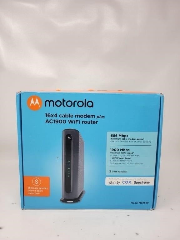Motorola MG7550 16×4 DOCSIS 3.0 Cable Modem Plus AC1900 WiFi Router *OPEN BOX*