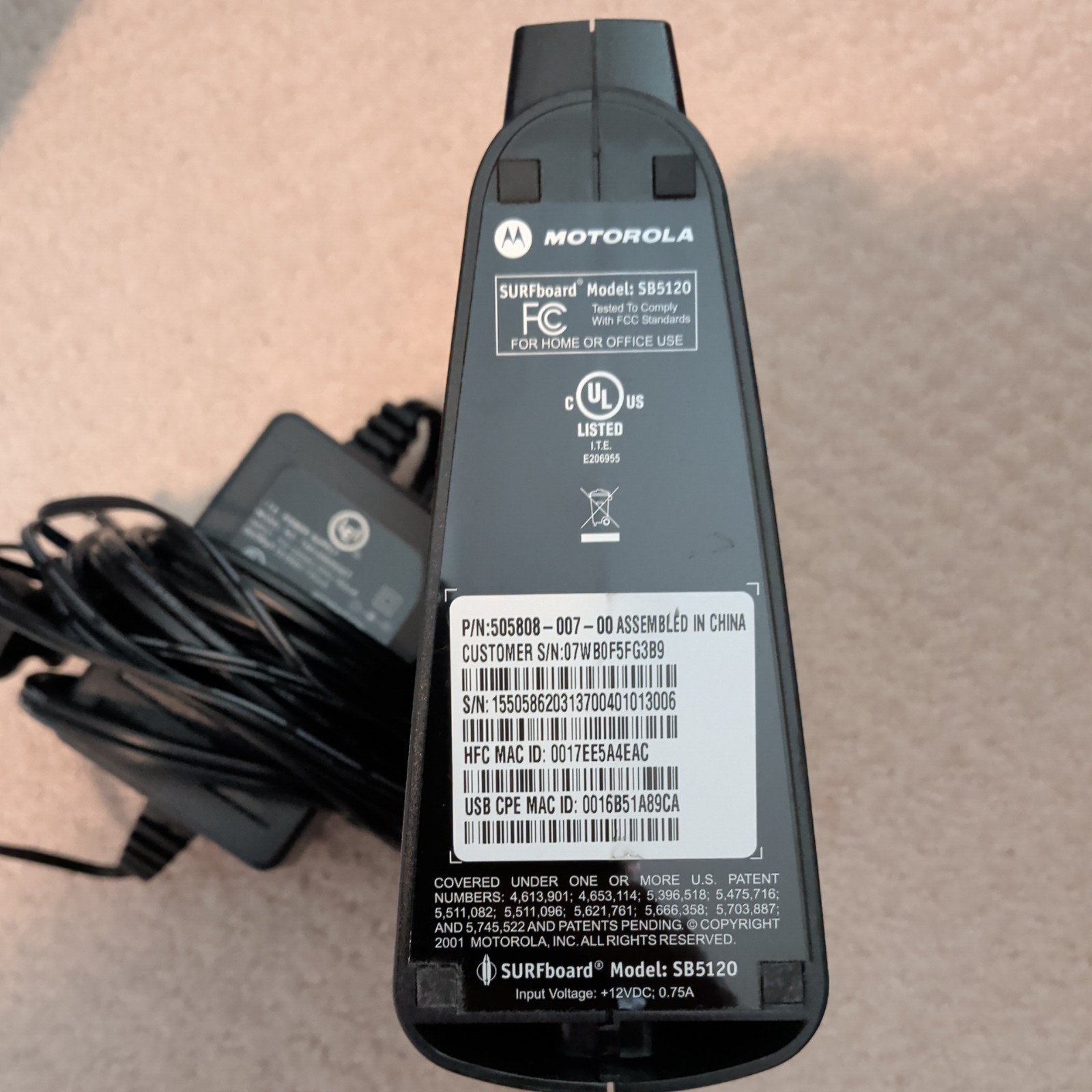 Motorola Surfboard Cable Modem Model SB5120