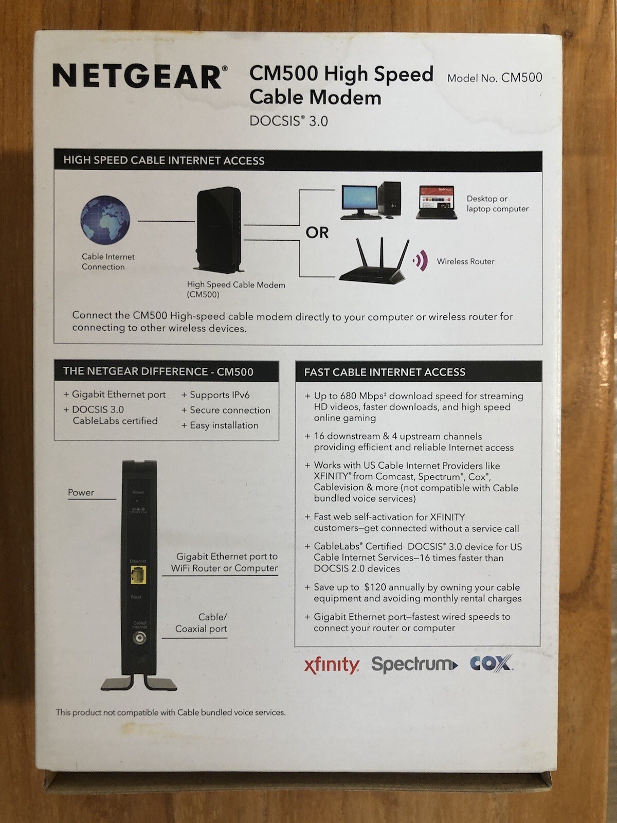 NETGEAR Cm500-1aznas 16×4 DOCSIS 3.0 Cable Modem Max Download Speeds of 686mbps