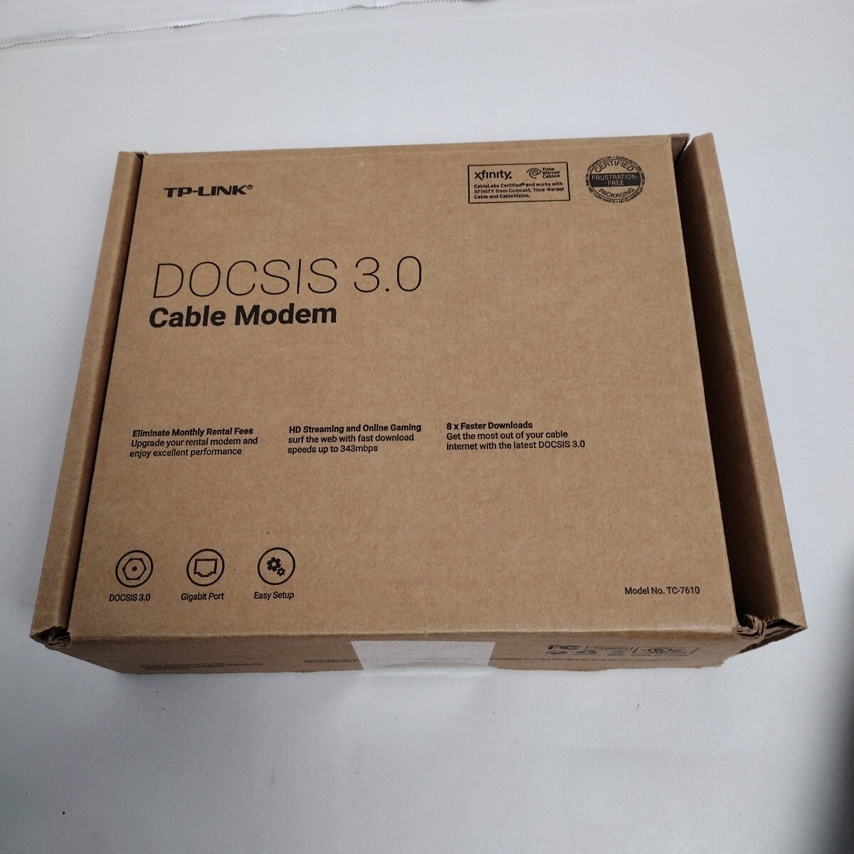 TP-LINK TC-7610 Black DOCSIS 3.0 High 686Mbps Download Speed Cable Modem