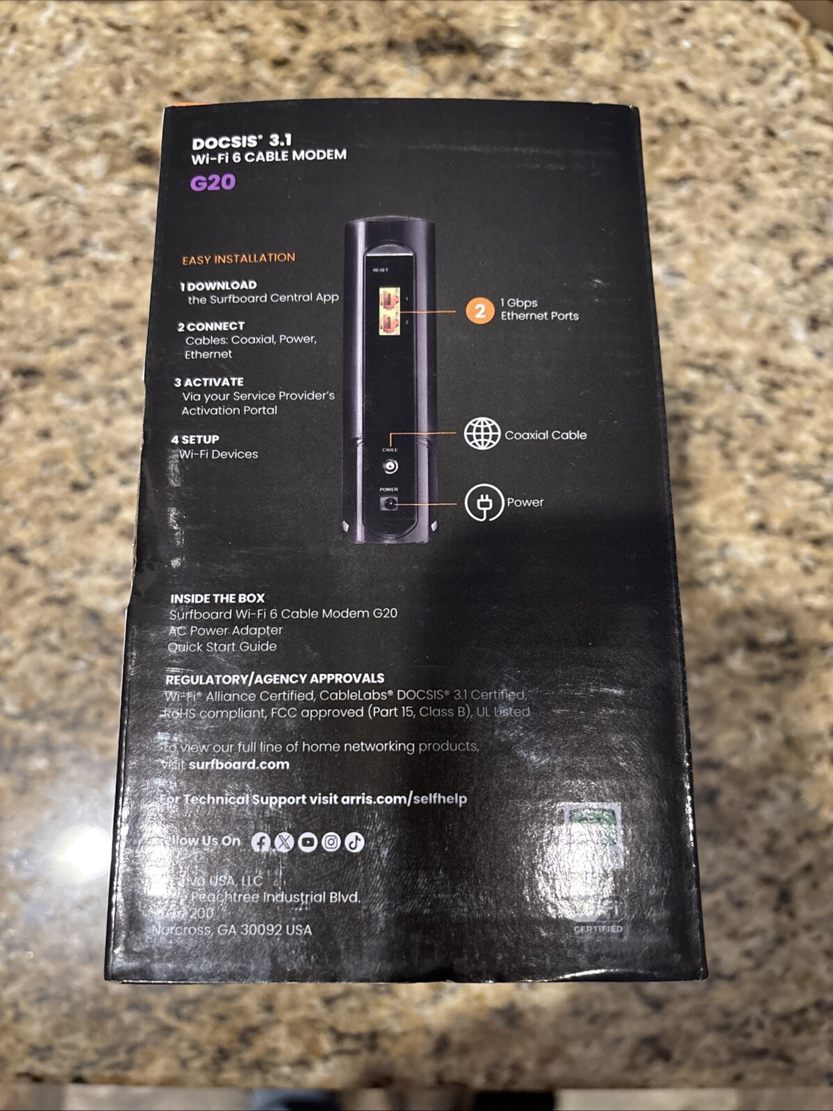 ARRIS – SURFboard G20 DOCSIS 3.1 Cable Modem AX3000 ROUTER *Open-box/New*