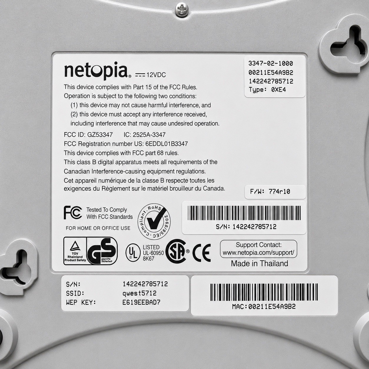 Motorola Netopia 3347-02-100Q Qwest DSL Wireless Gateway Router Complete Kit Box