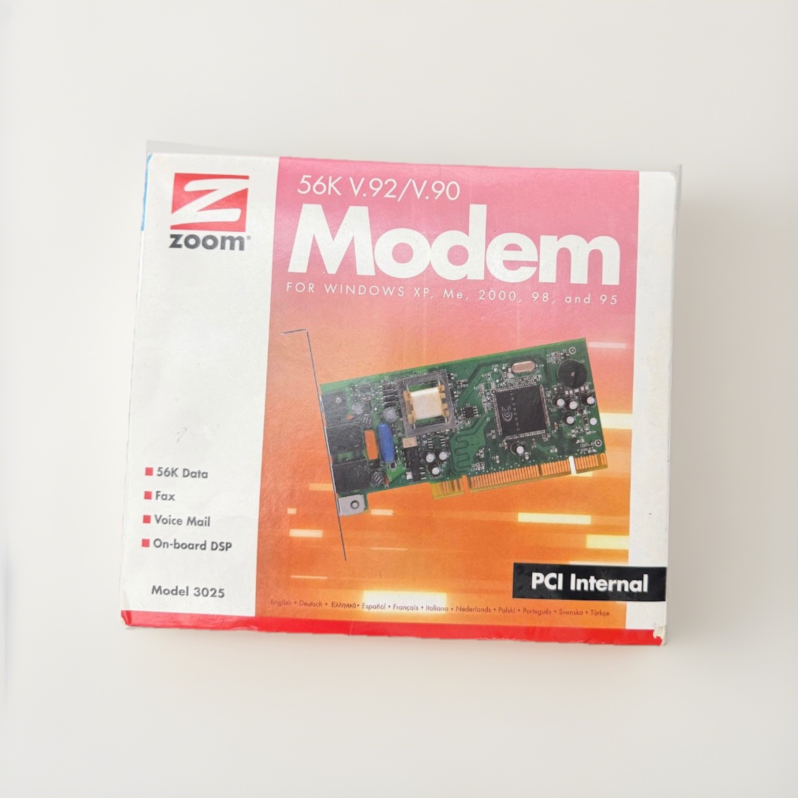 Zoom 3025 56K V.92 V.90 PCI Internal Dial-Up Modem Windows 95 98 XP Vintage