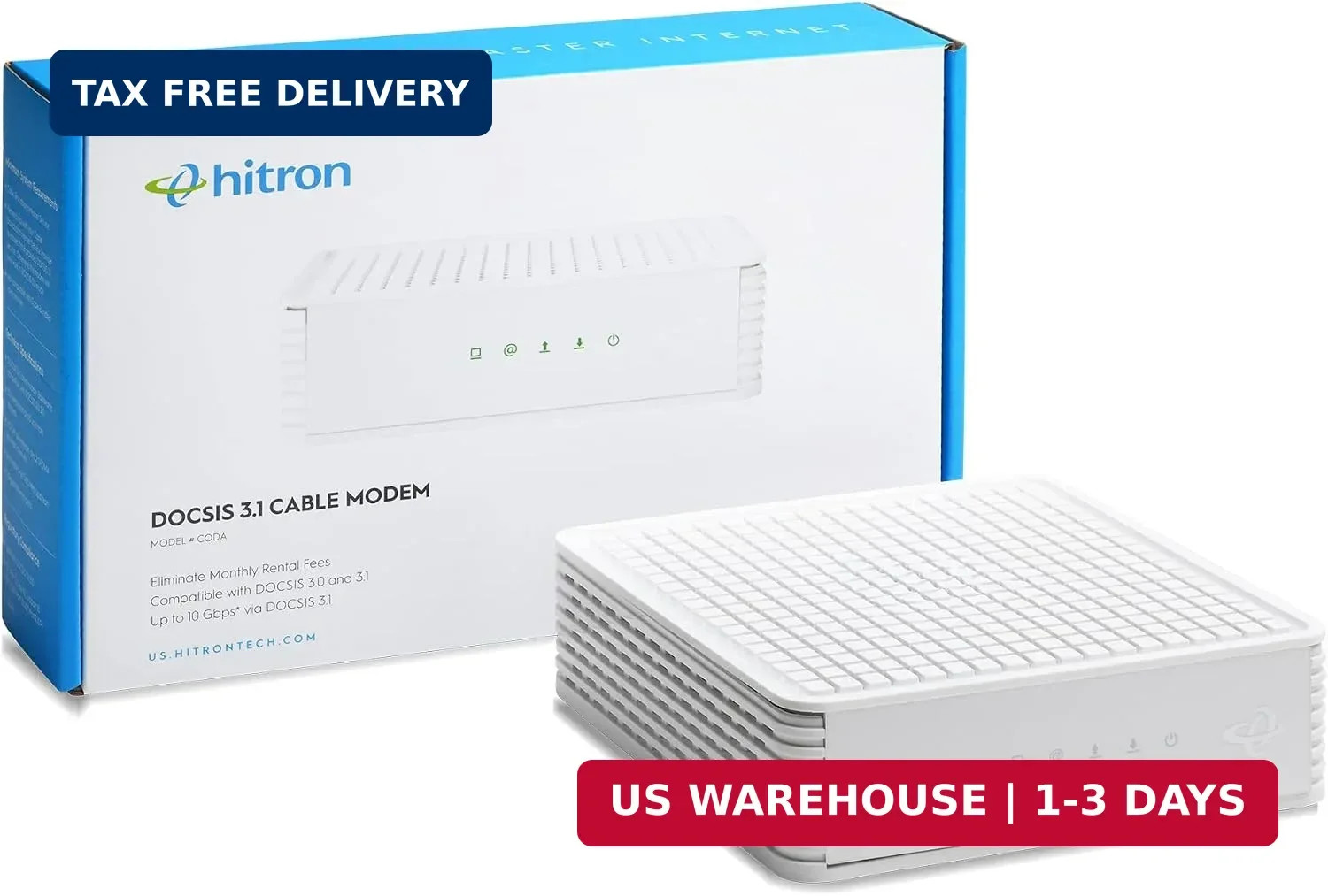 Hitron CODA DOCSIS 3.1 – Cable Internet ONLY (NOT Compatible with Fiber/DSL) | U