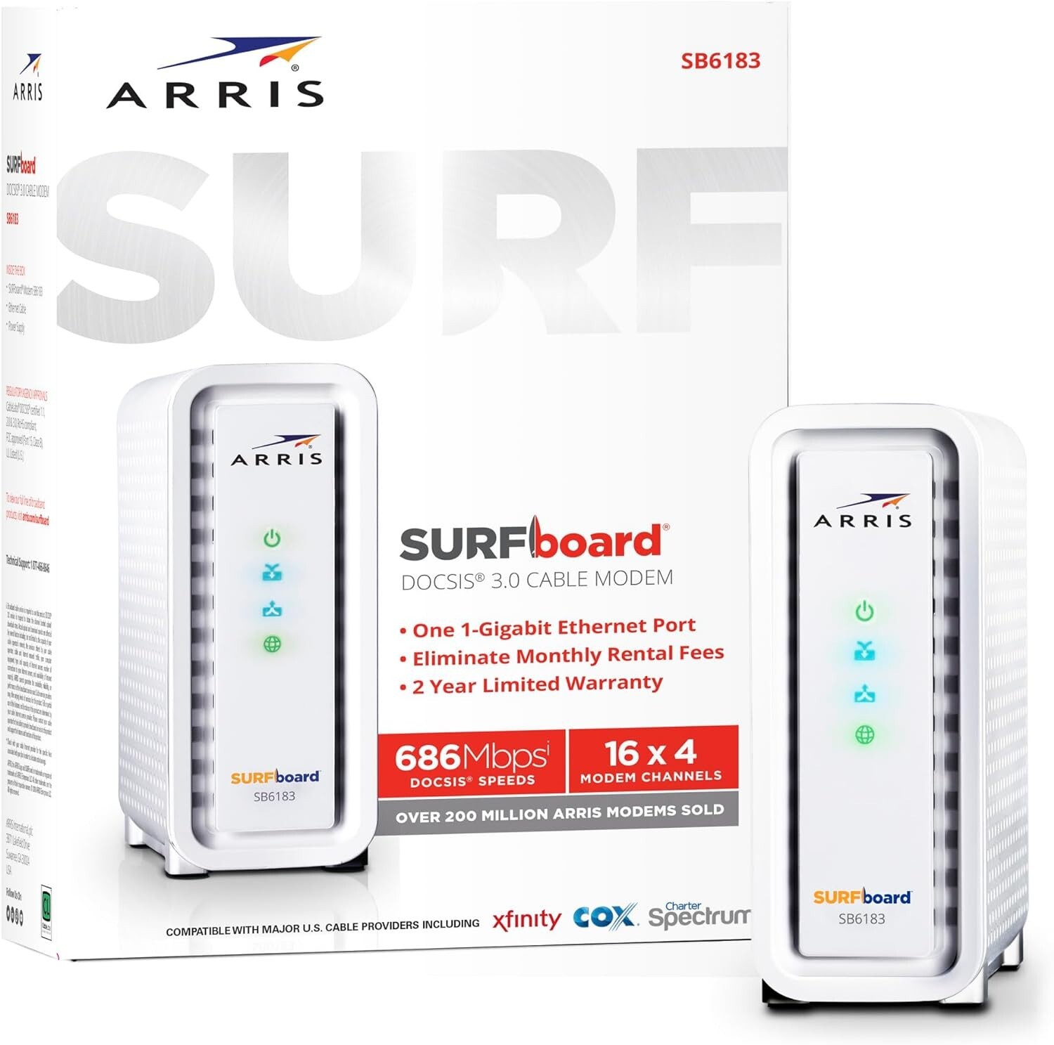 SURFboard SB6183 16×4 Gigabit Cable Modem – Fast 400 Mbps Connectivity Renewed