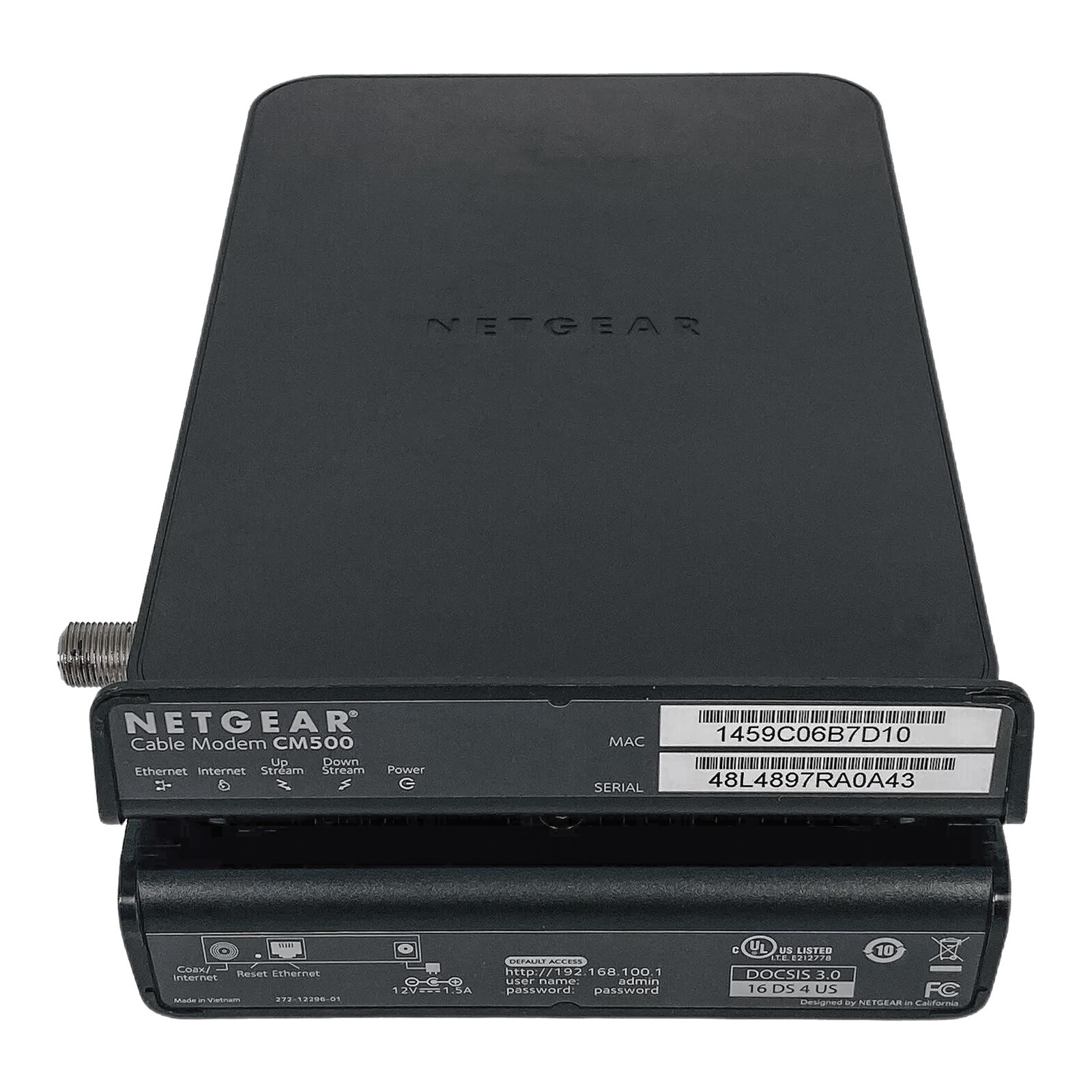 Netgear CM500 High Speed Cable Modem DOCSIS 3.0 680Mbps NO Adapter