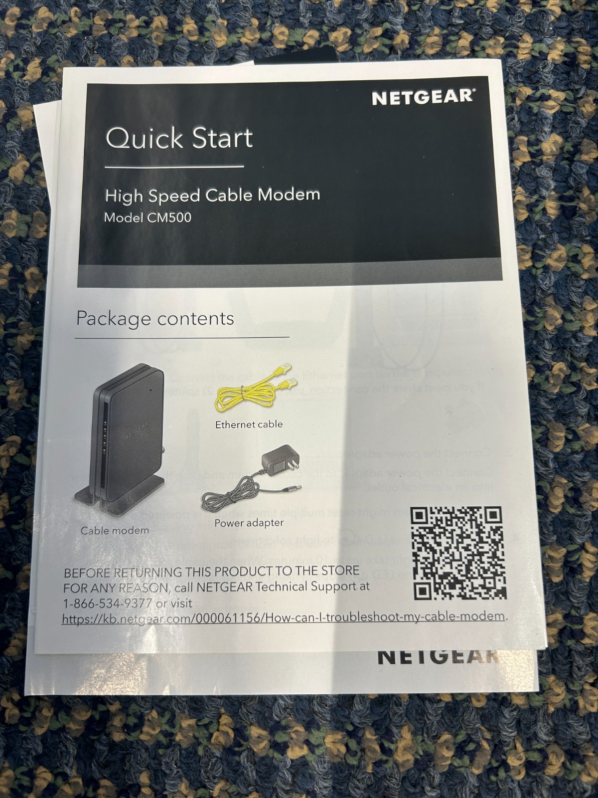 NETGEAR CM500 (CM500100NAS) 680 Mbps – Black – Open Box