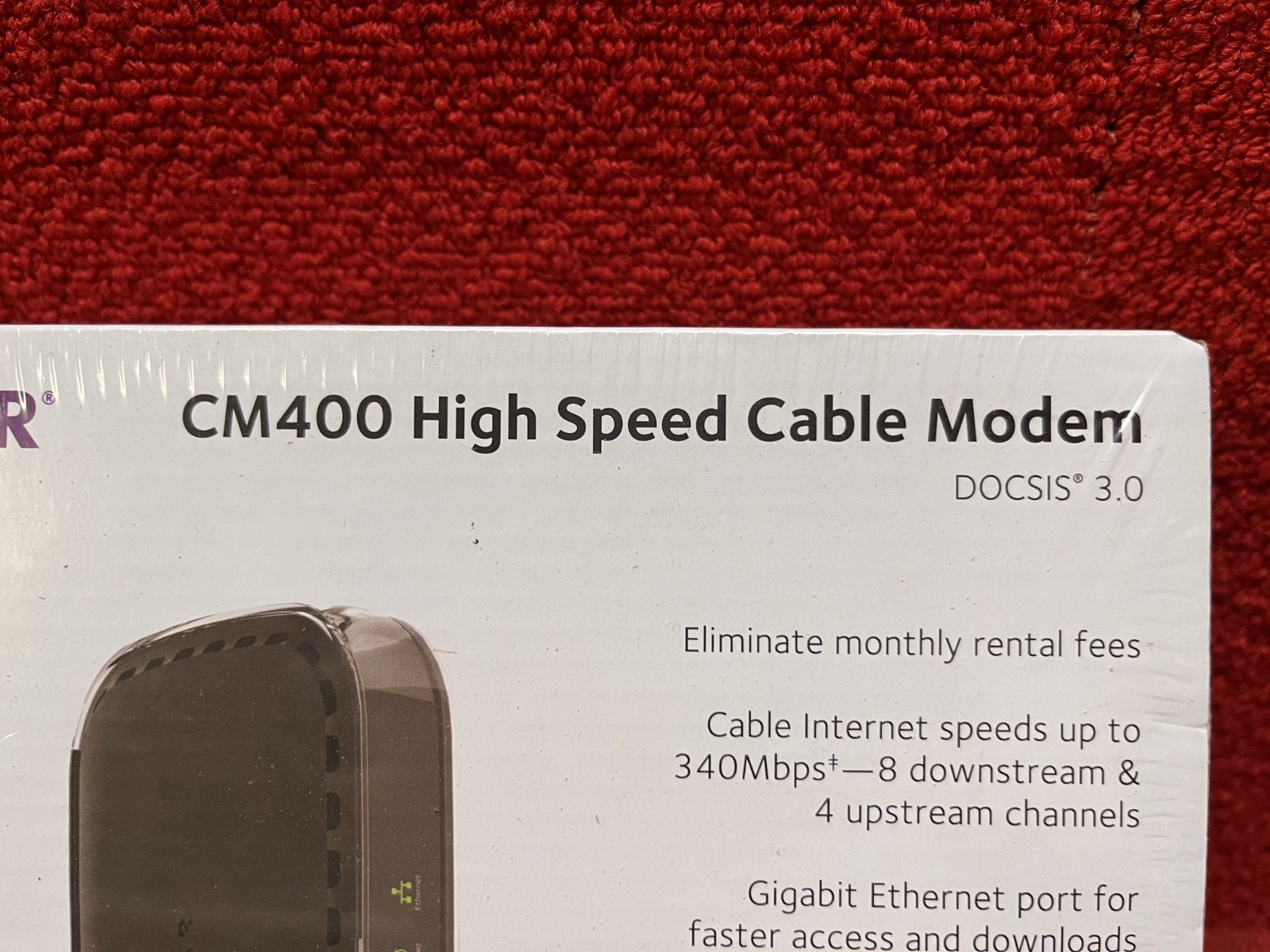 NIB Sealed NETGEAR High Speed Cable Modem DOCSIS 3.0 340MBPS #CM400 Good Cond