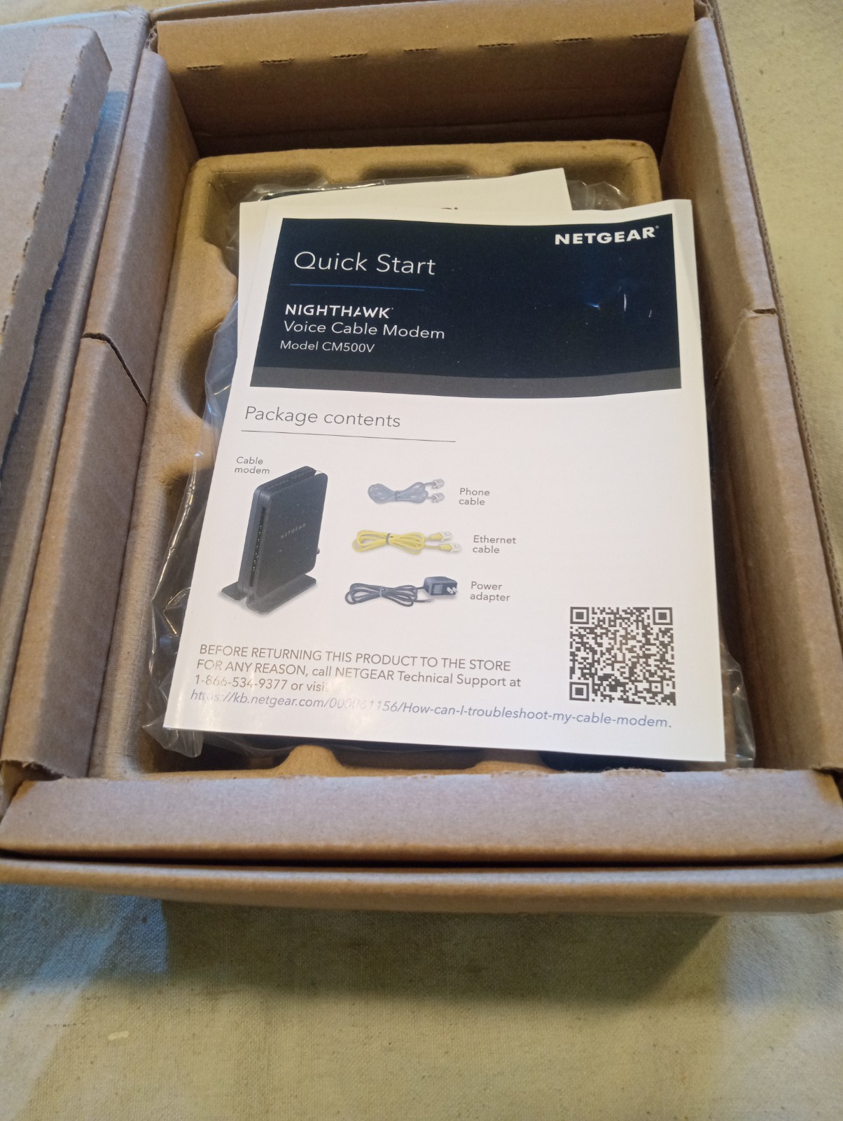 NETGEAR CM500V Cable Modem for Internet & Voice Service