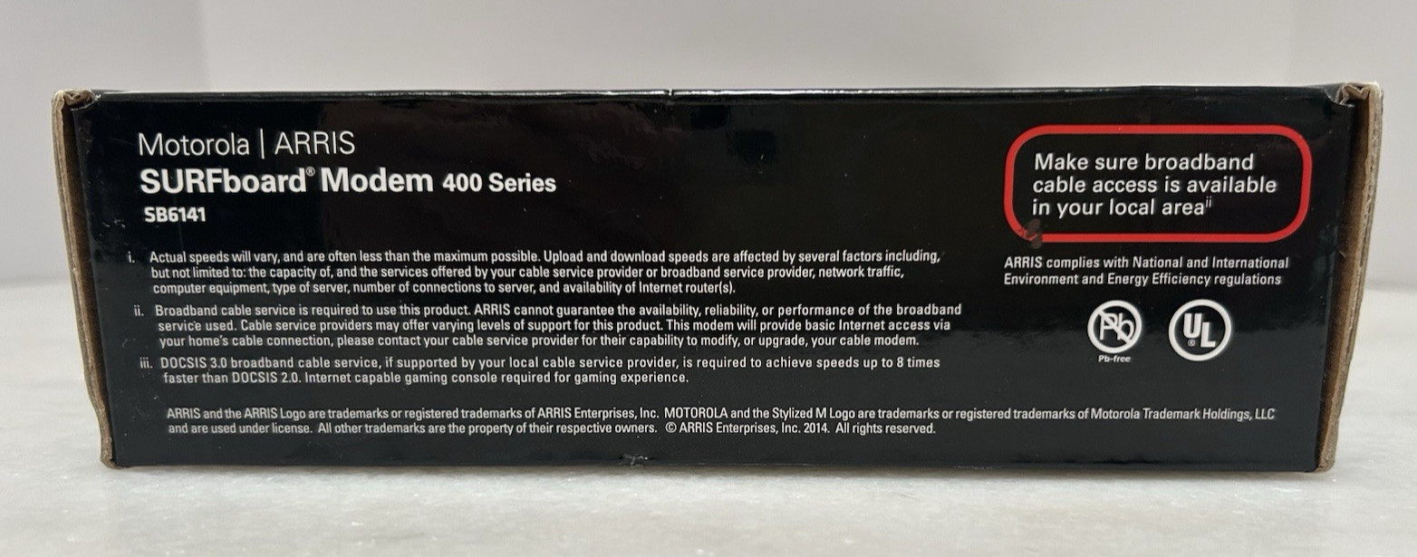 Motorola ARRIS SURFBoard Model SB6141 – DOCSIS 3.0 Cable Modem New Open Box