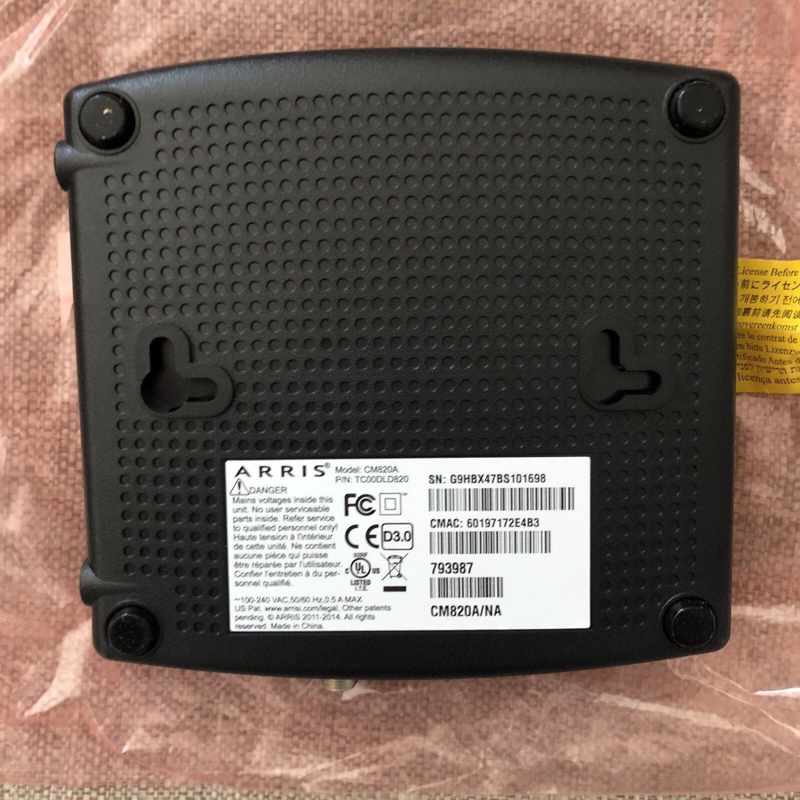 Arris CM820A DOCSIS 3.0 Cable Modem (Comcast Version) New