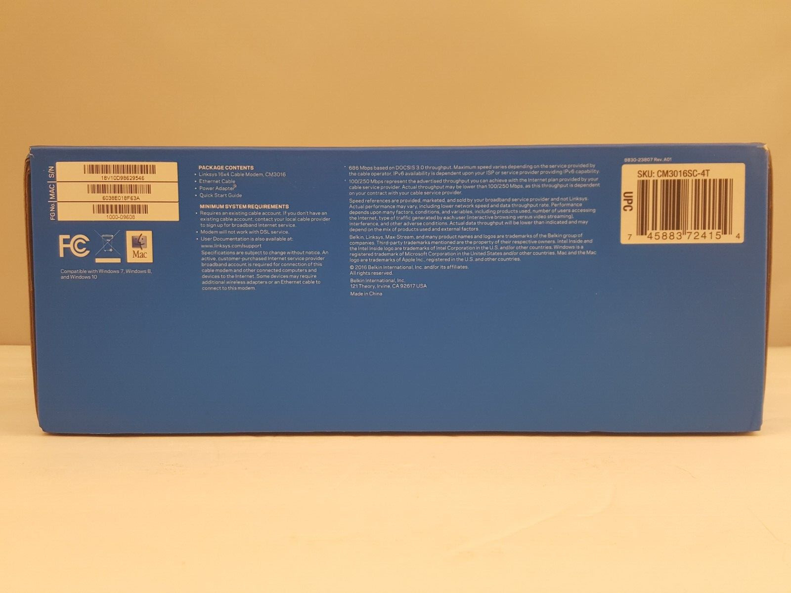 LINKSYS 16 x 4 Cable Modem | 16 x 4 Bonded Channels | DOCSIS 3.0 | CM3016 | USED