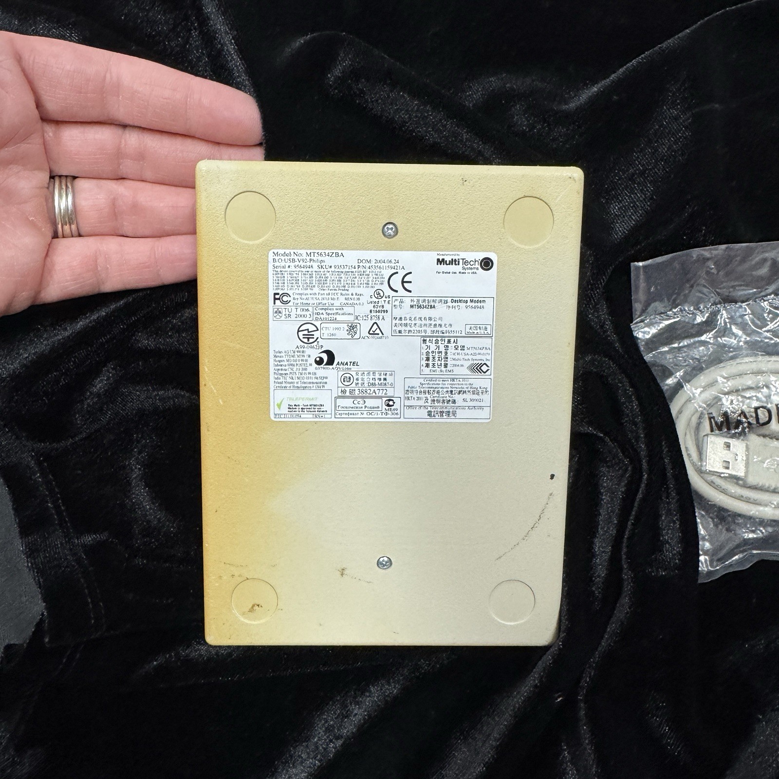 Multitech MT5634ZBA-USB-V92-AV DataFax World USB 56K Modem – Working