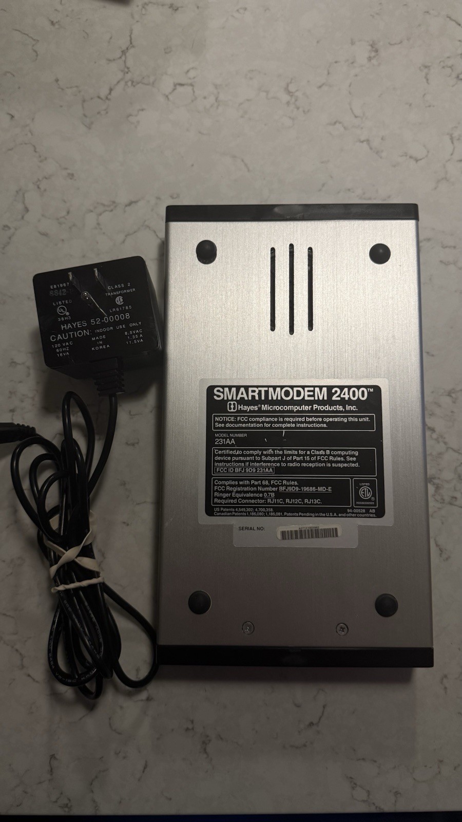Hayes Smartmodem 2400 External Modem 231AA Model 4007AM With Power Supply