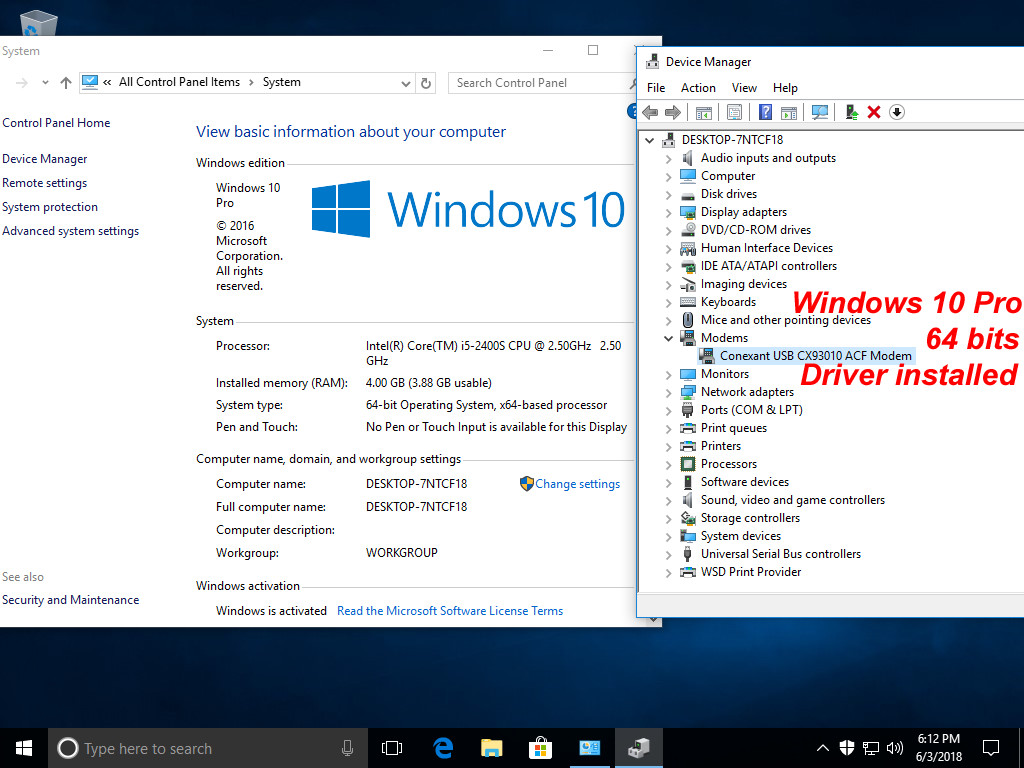 USB 56K External Dial Up Voice Fax Data Modem Windows 10 / 8 / 7 / XP / Vista