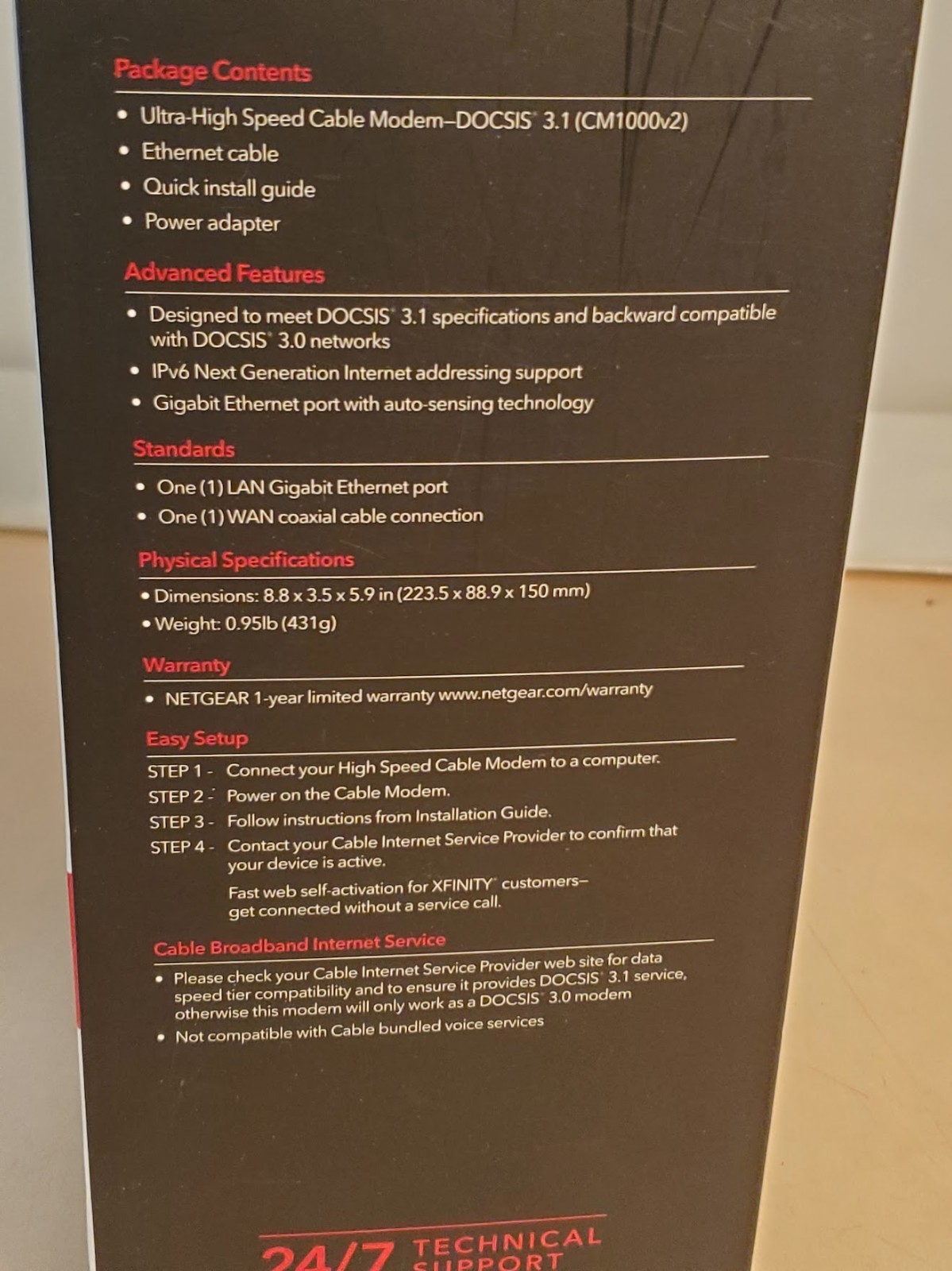 NETGEAR CM1000 Ultra High Speed Cable Modem for COMCAST XFINITY SPECTRUM COX NEW